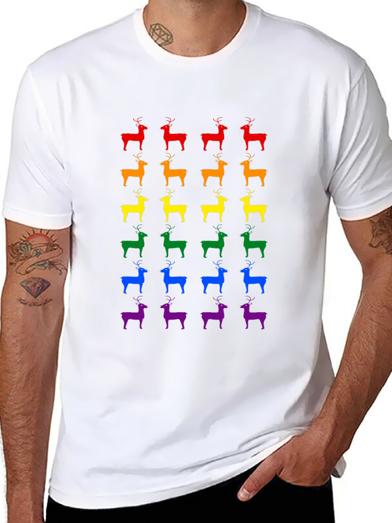 Rainbow Deer Pride T-Shirt - Soft Cotton Crew Neck