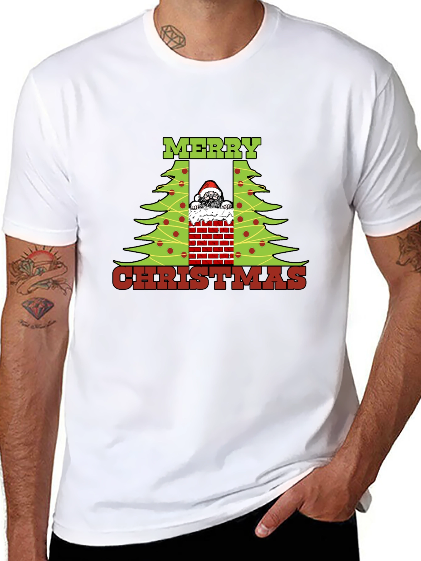 Merry Christmas Pug in Chimney T-Shirt