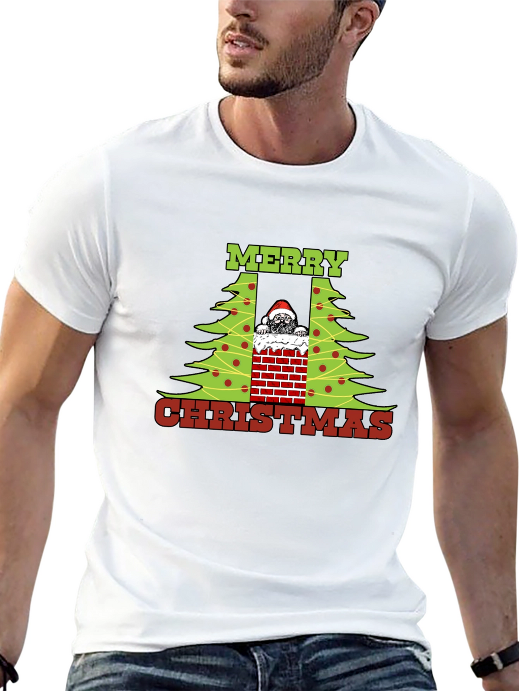 Merry Christmas Pug in Chimney T-Shirt
