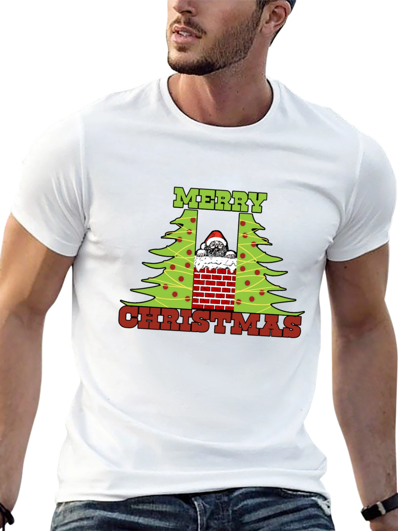 Merry Christmas Pug in Chimney T-Shirt