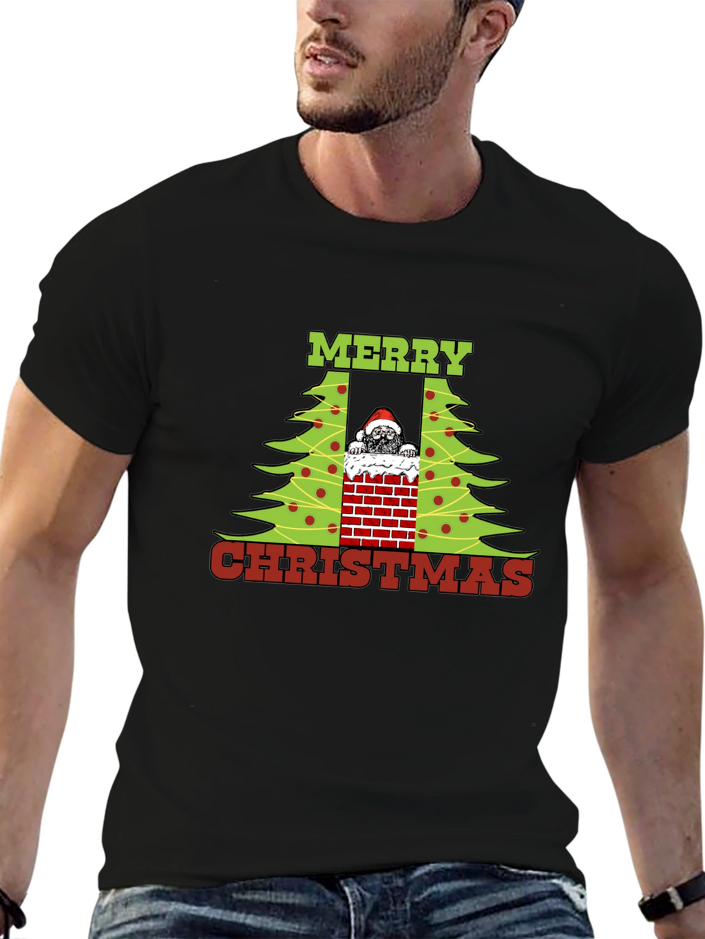 Merry Christmas Pug in Chimney T-Shirt