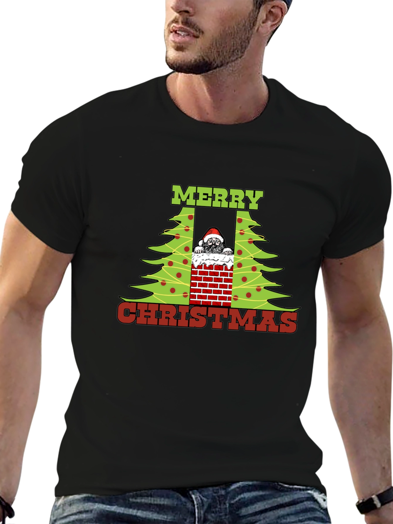 Merry Christmas Pug in Chimney T-Shirt