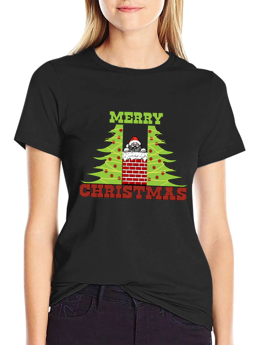 Merry Christmas Pug in Chimney T-Shirt