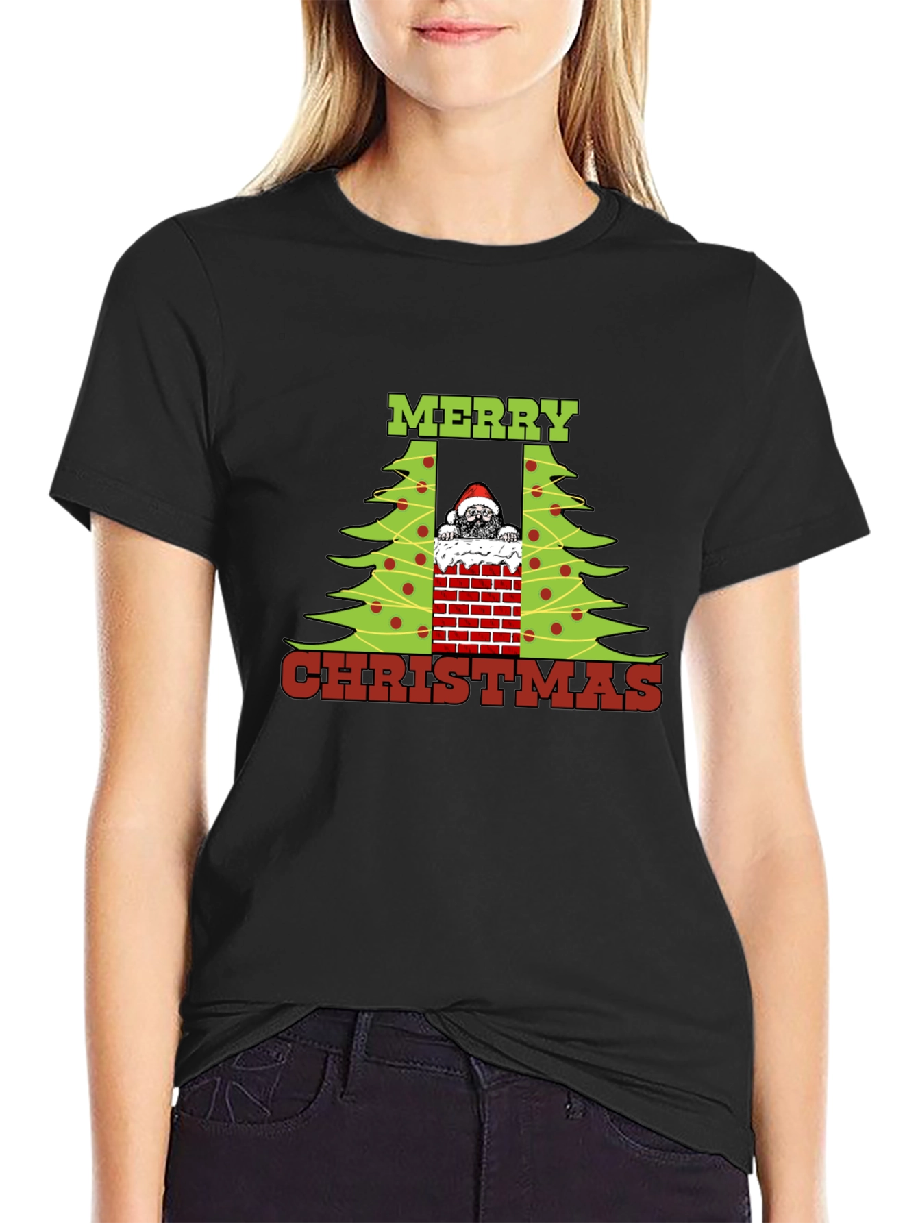 Merry Christmas Pug in Chimney T-Shirt