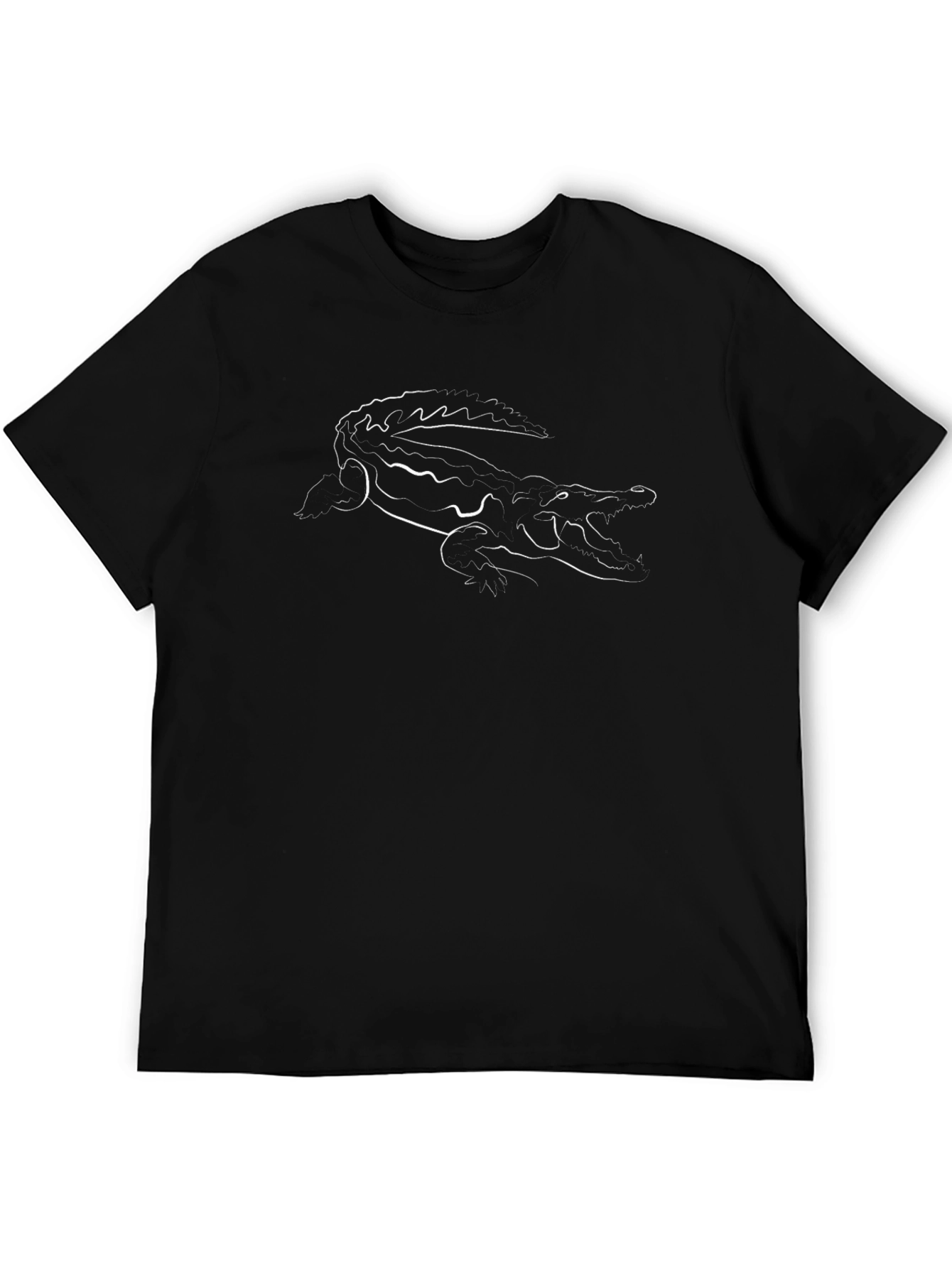 Crocodile Outline Graphic Black T-Shirt