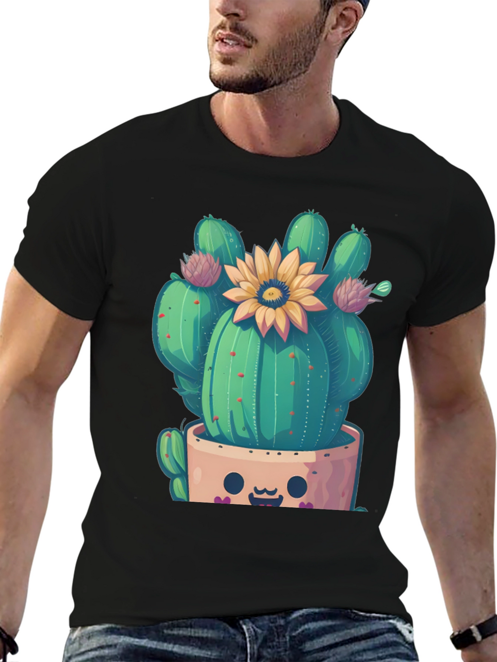 Cute Cactus T-Shirt with Flower