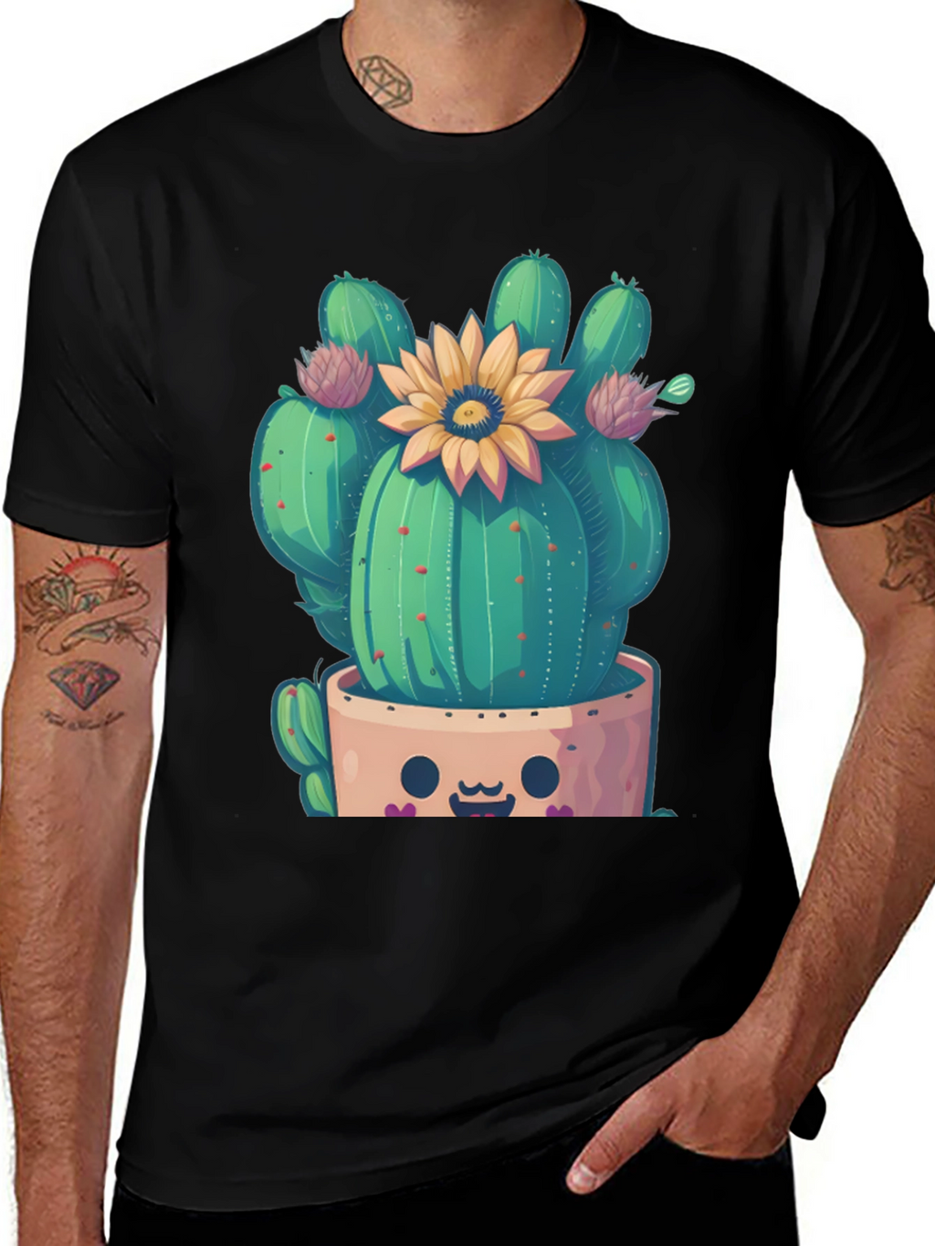 Cute Cactus T-Shirt with Flower