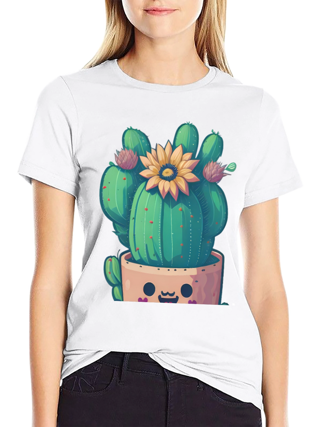 Cute Cactus T-Shirt with Flower