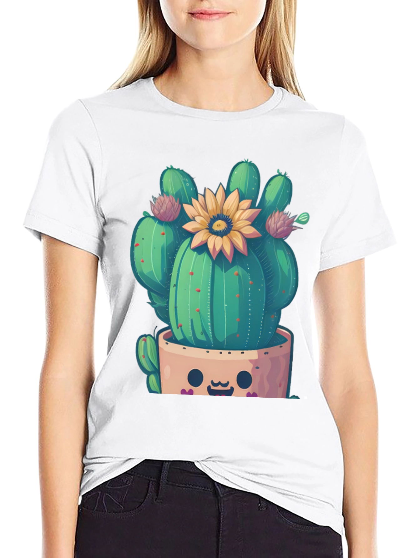Cute Cactus T-Shirt with Flower