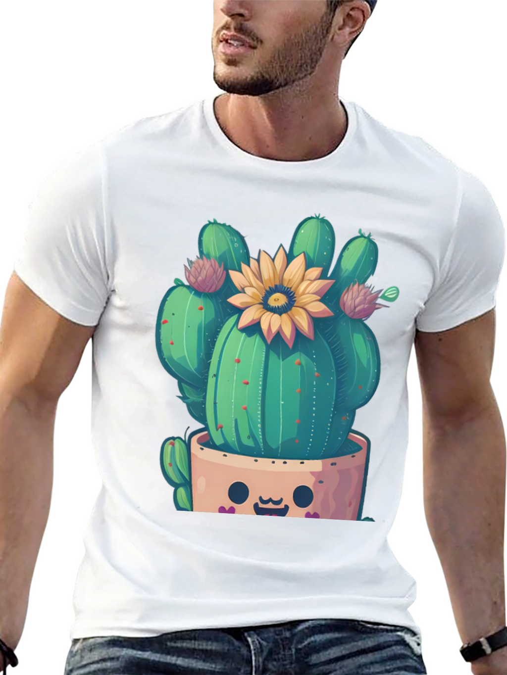 Cute Cactus T-Shirt with Flower