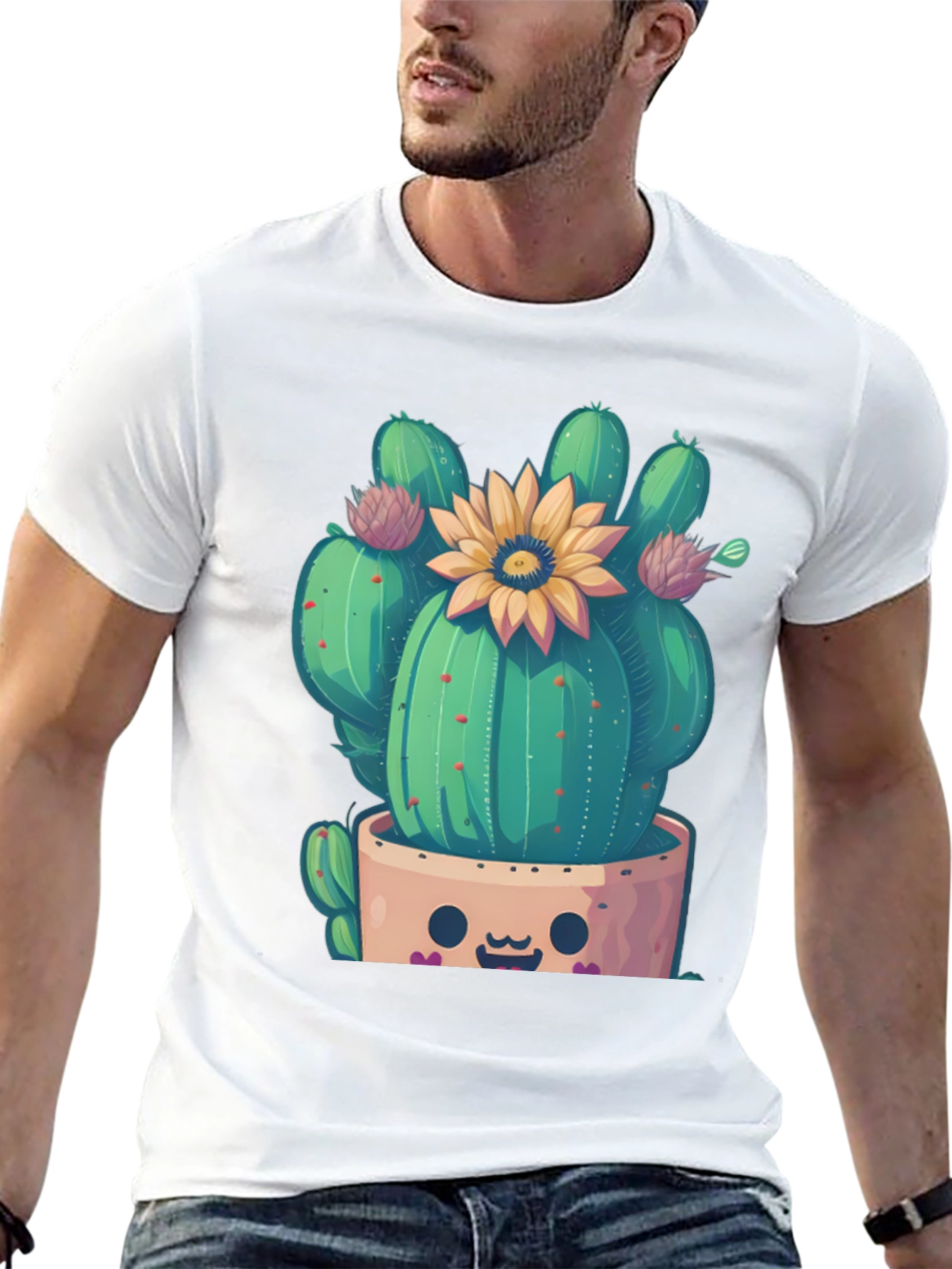 Cute Cactus T-Shirt with Flower