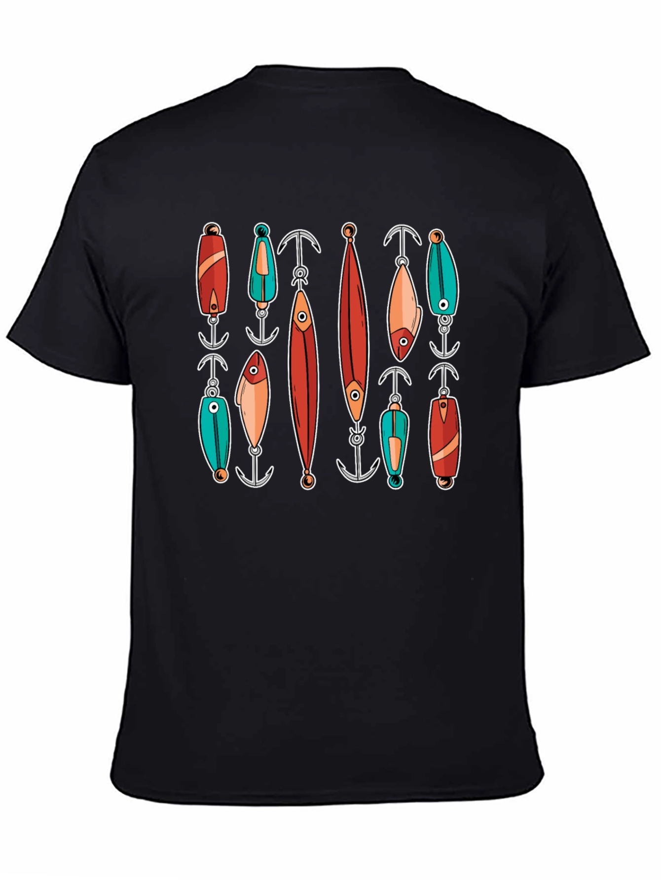 Fishing Lures Graphic Tee - Black Cotton T-Shirt