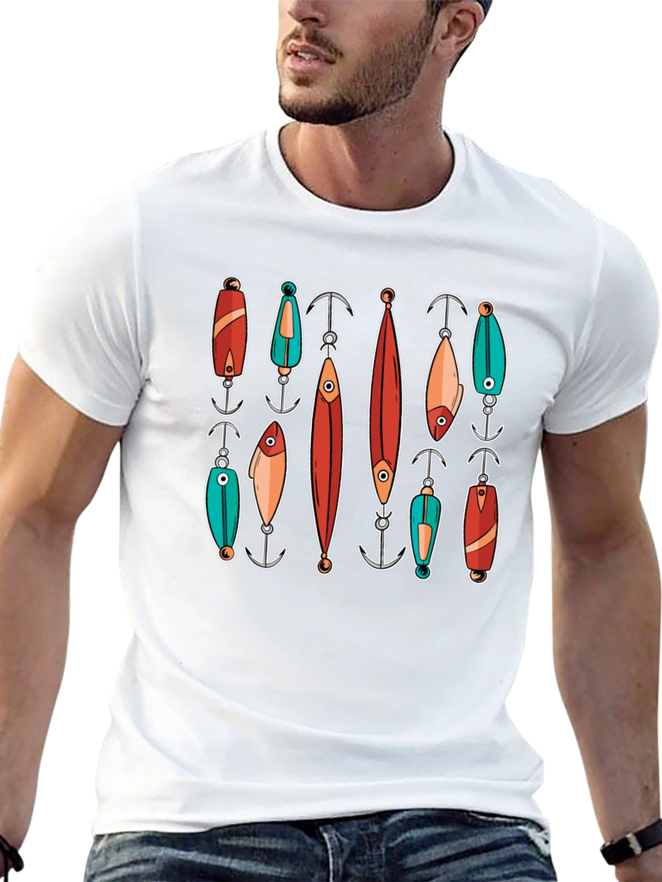 Fishing Lures Graphic Tee - Black Cotton T-Shirt