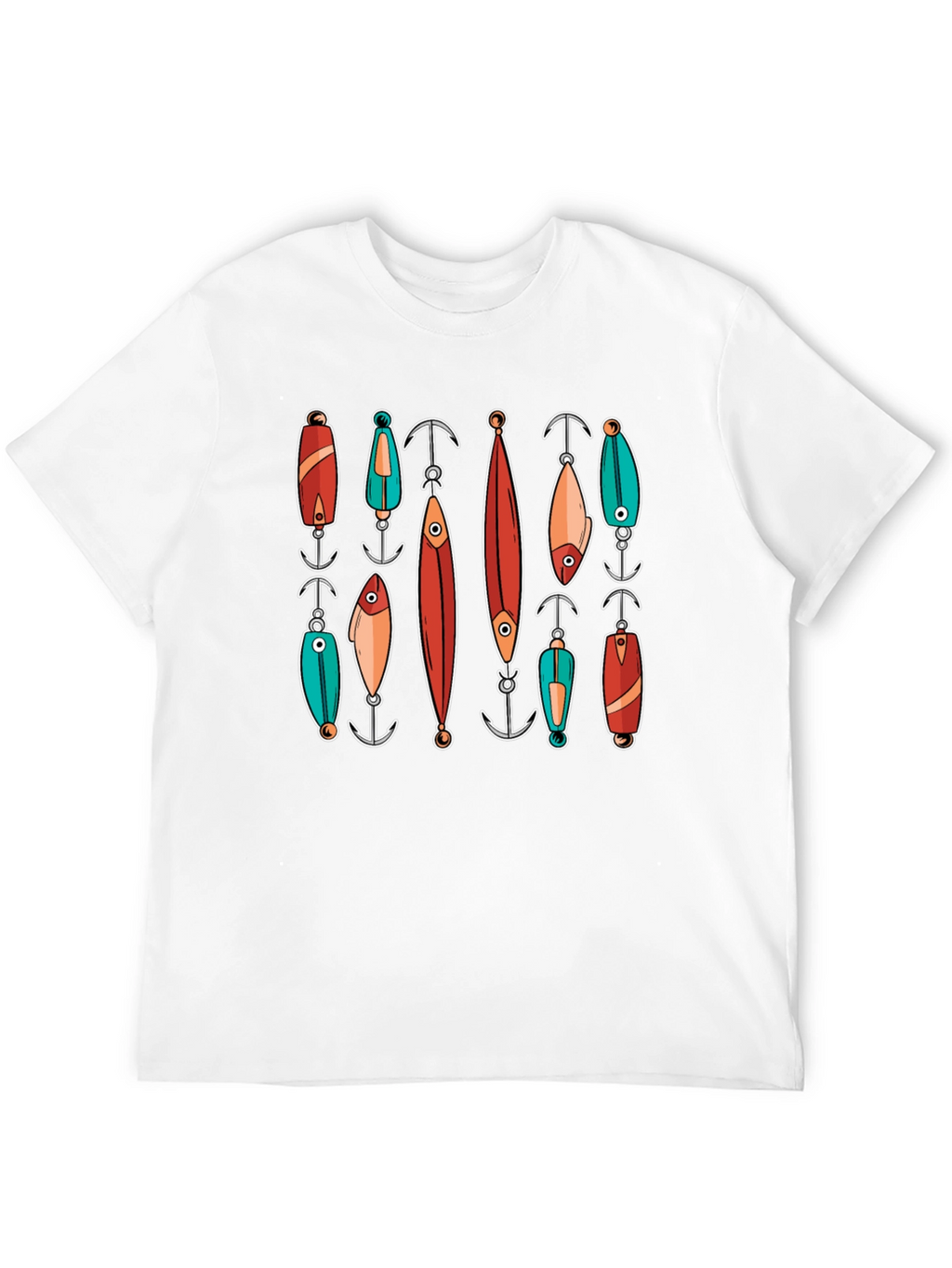 Fishing Lures Graphic Tee - Black Cotton T-Shirt