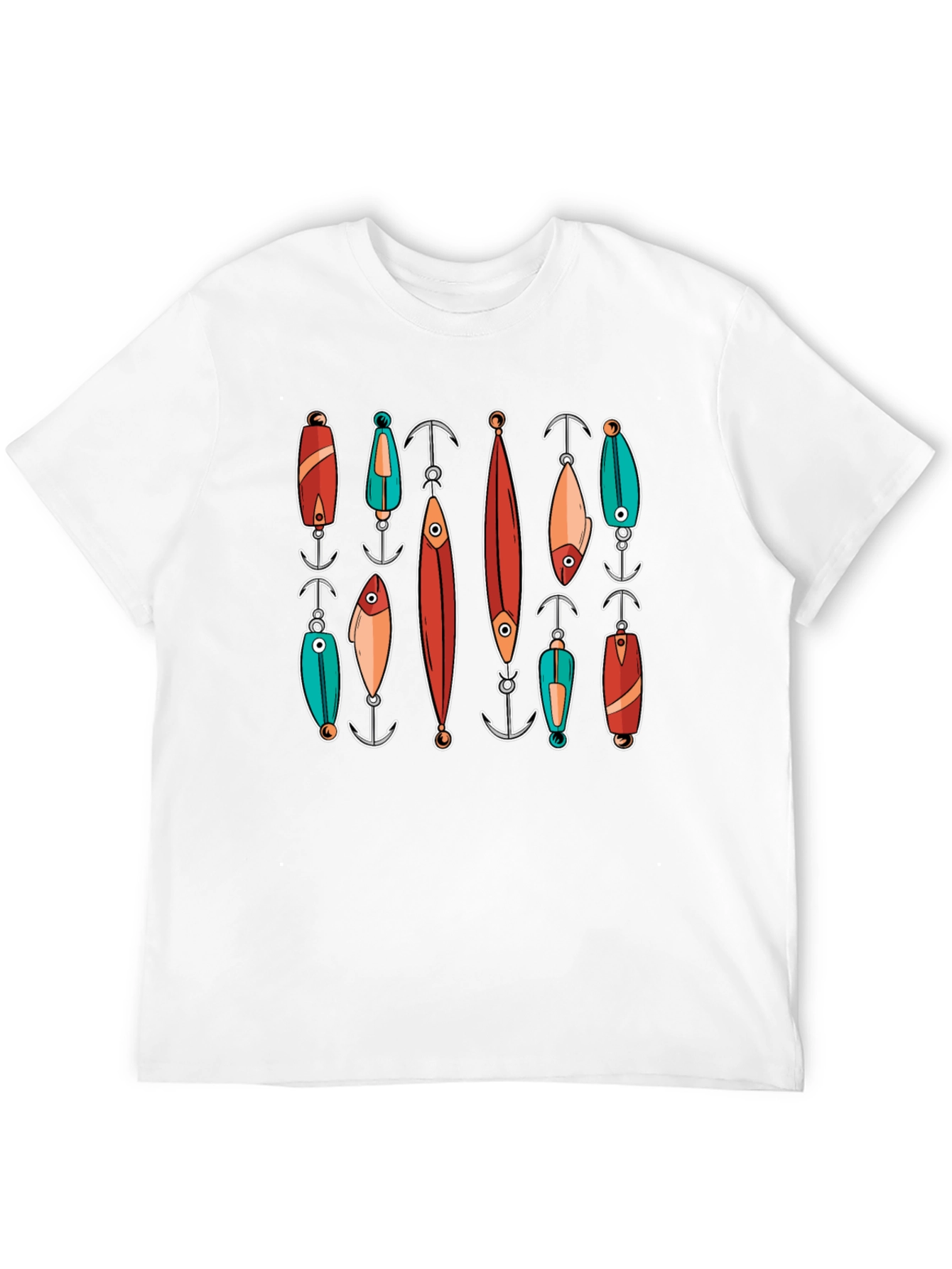 Fishing Lures Graphic Tee - Black Cotton T-Shirt