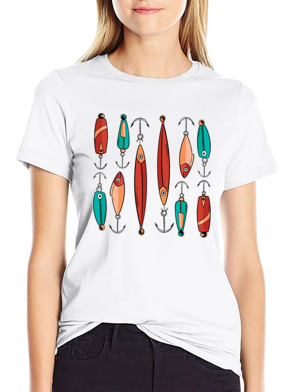 Fishing Lures Graphic Tee - Black Cotton T-Shirt