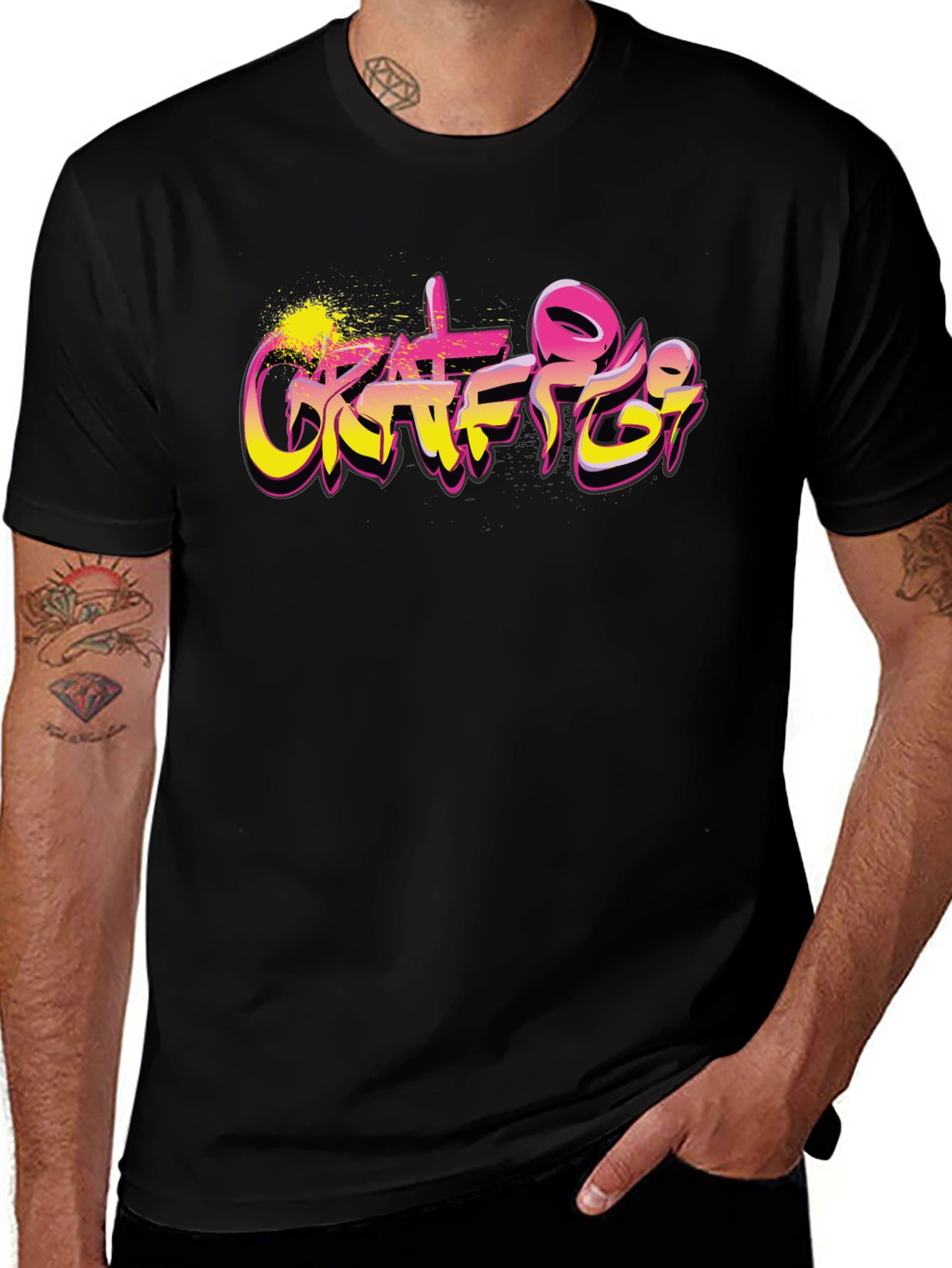 Graffiti Art Graphic Black T-Shirt