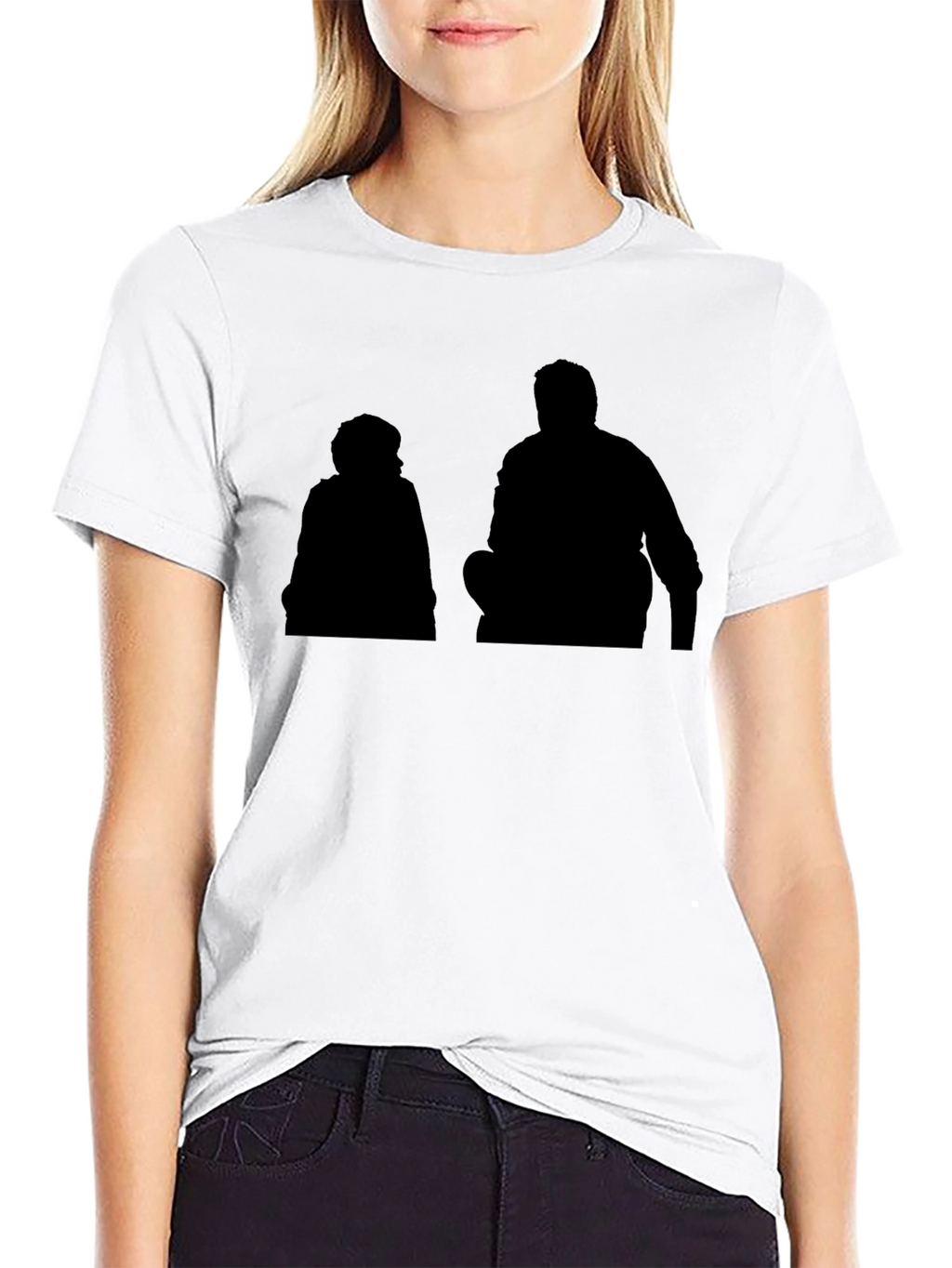 Silhouette Graphic Print Black Casual T-Shirt