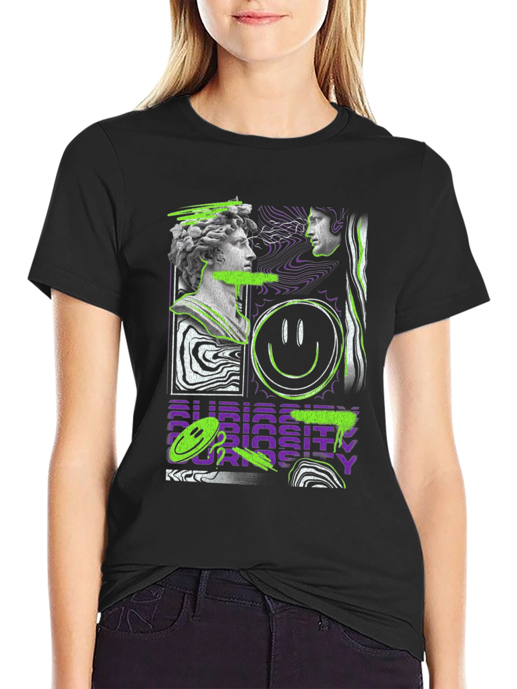 Abstract Graphic Print Tee - Black
