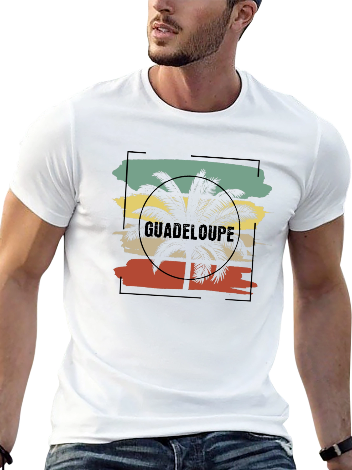 Guadeloupe Palm Tree Graphic T-Shirt