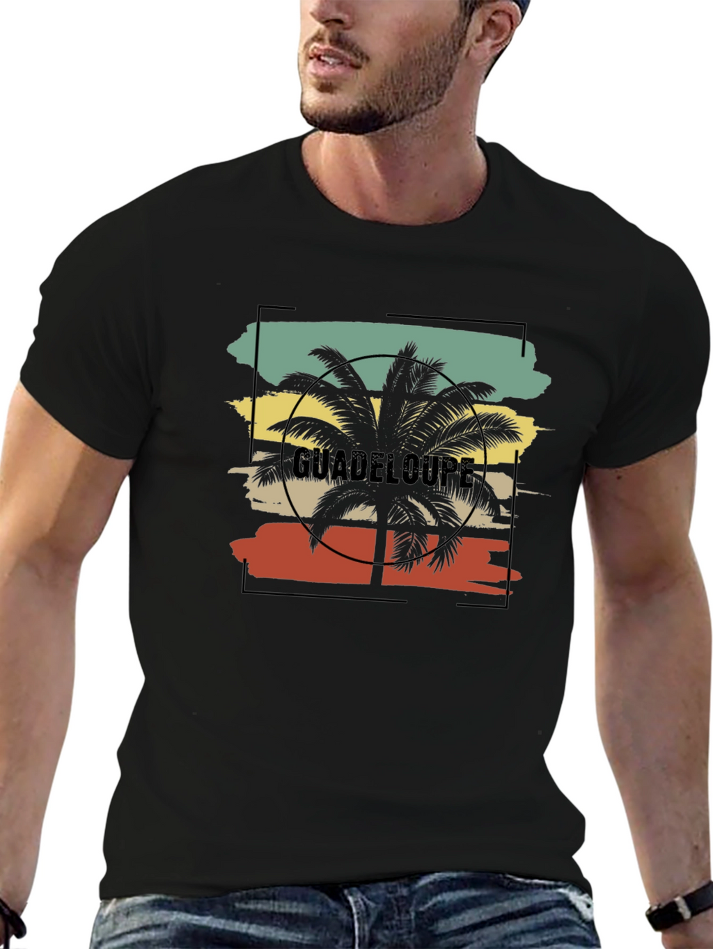Guadeloupe Palm Tree Graphic T-Shirt