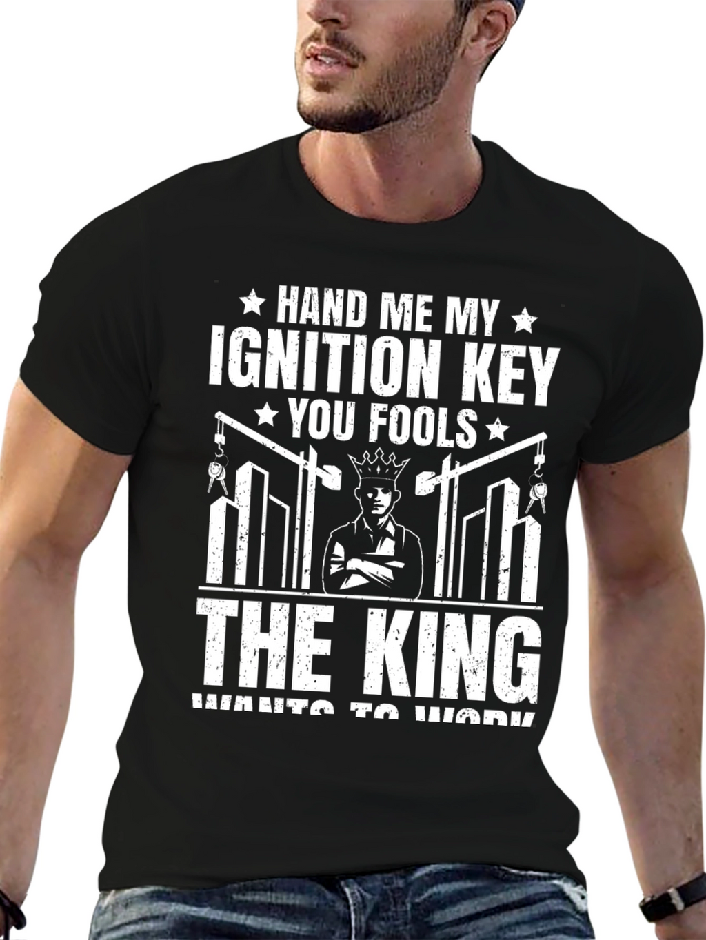 The King Wants to Work Black T-Shirt