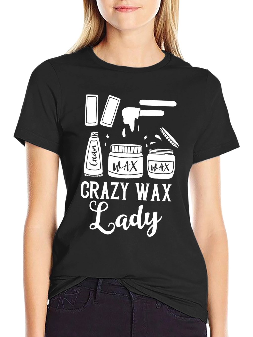 Crazy Wax Lady Black T-Shirt