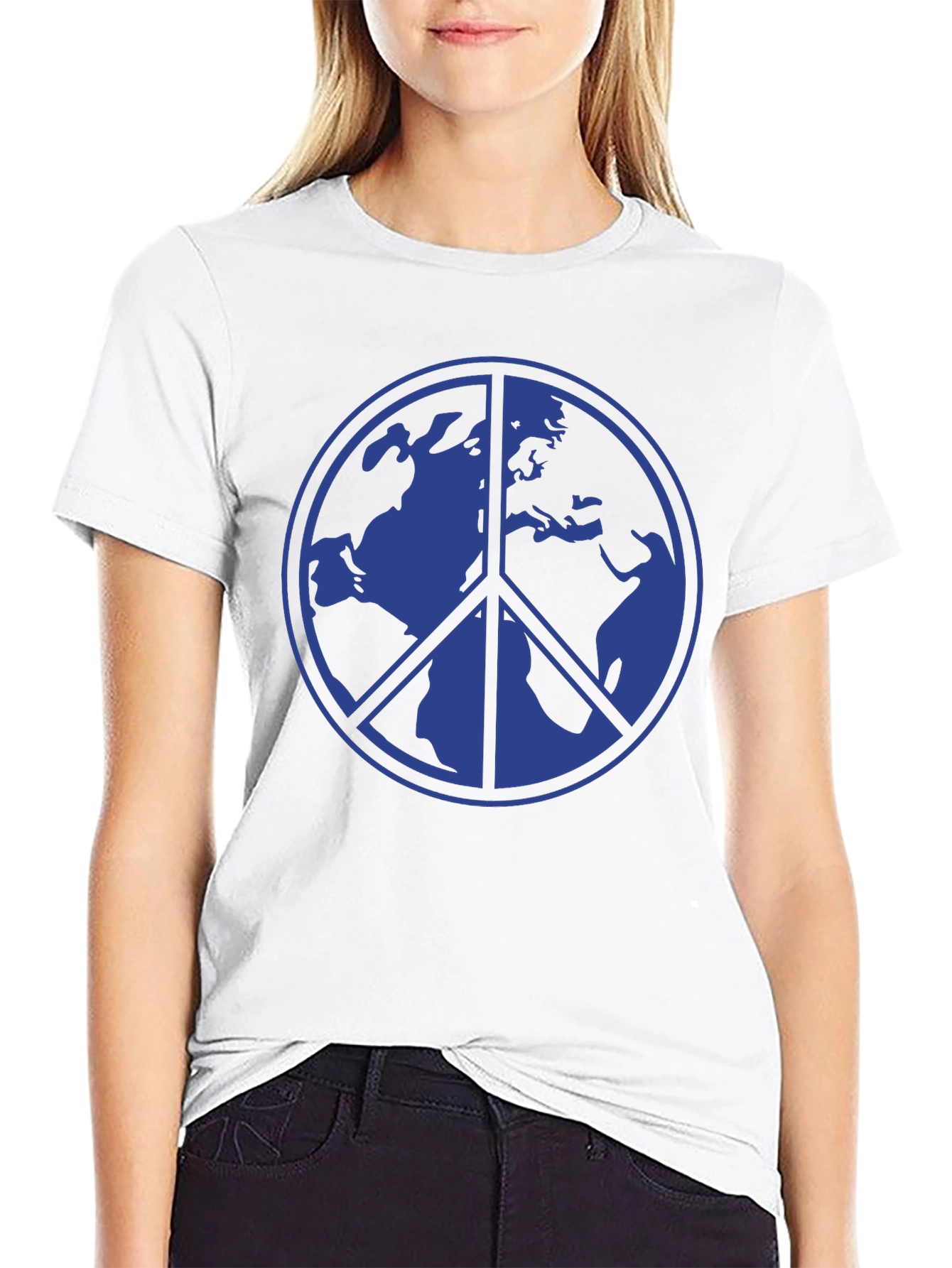 Peace Sign Earth Graphic Tee - Blue