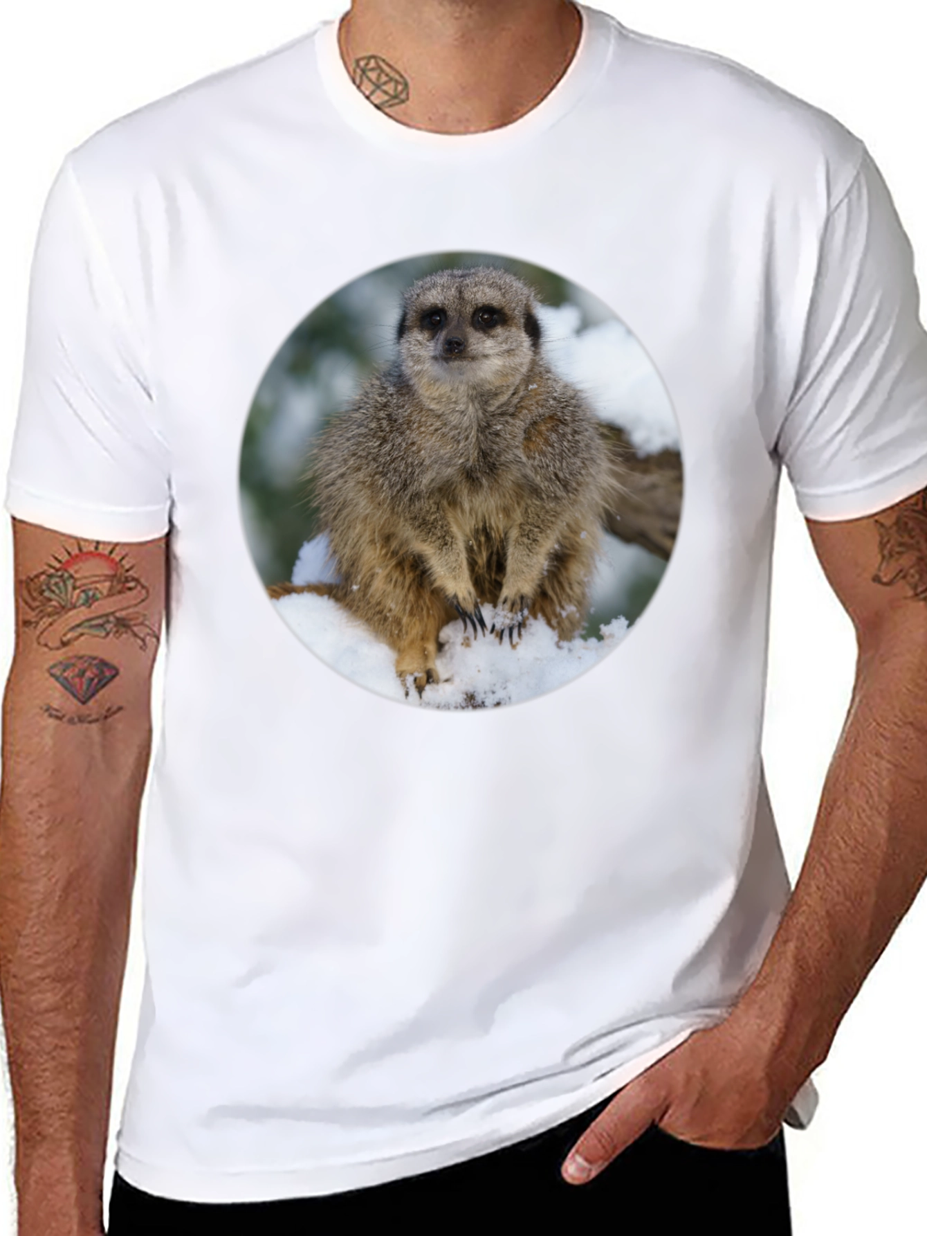 Meerkat in Snow T-Shirt - Cute Animal Tee