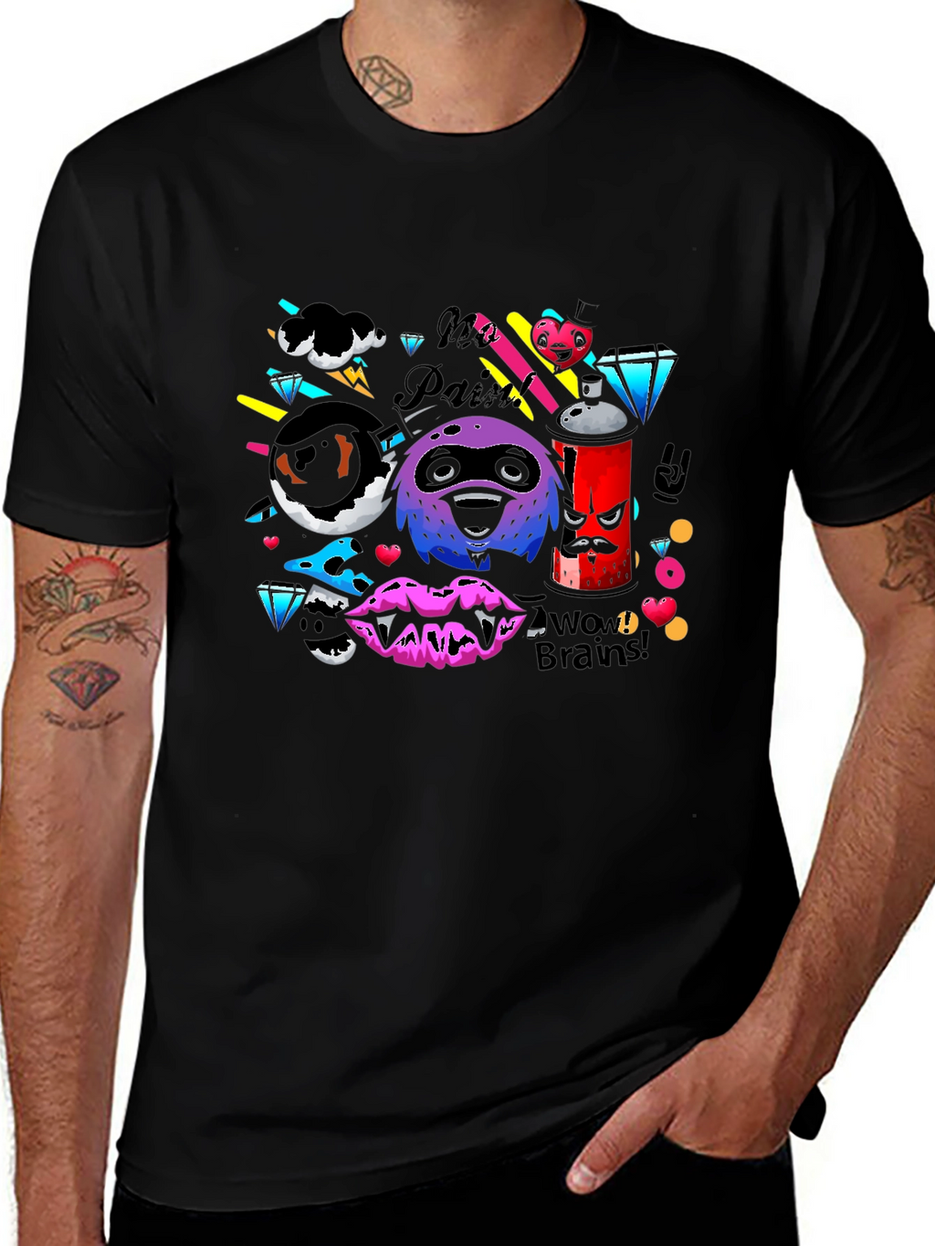 Funky Graphic Print Black T-Shirt