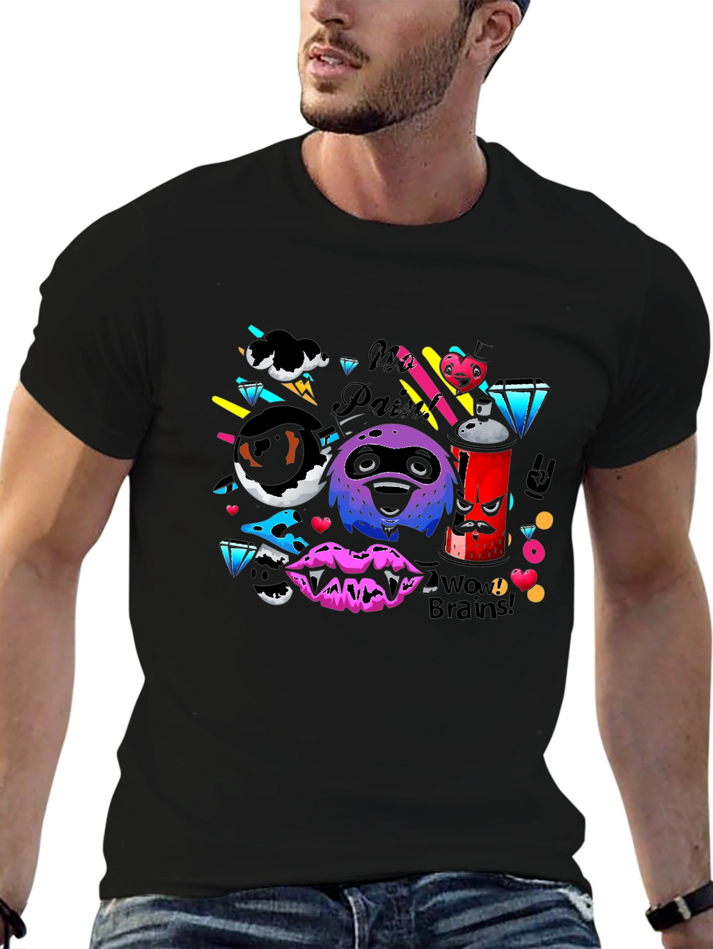 Funky Graphic Print Black T-Shirt