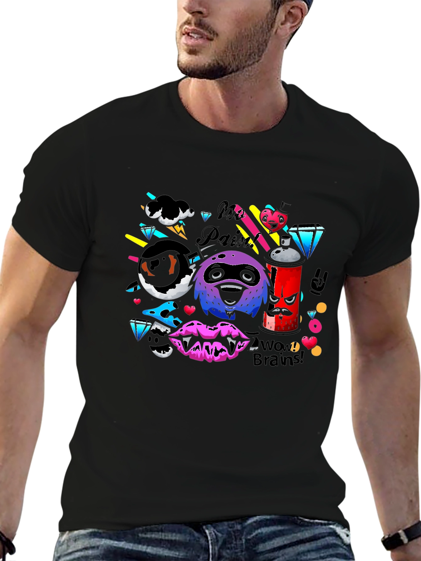 Funky Graphic Print Black T-Shirt