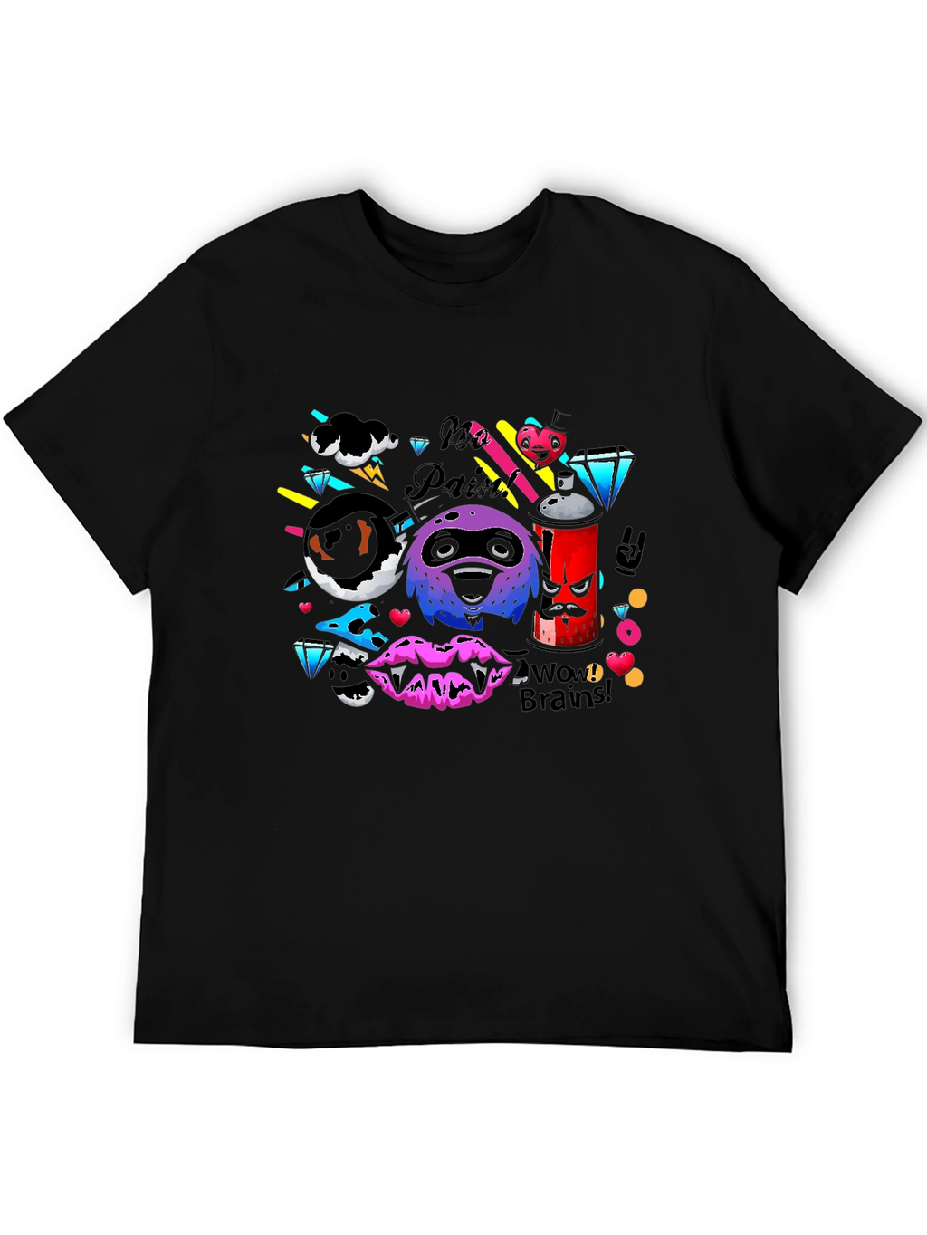 Funky Graphic Print Black T-Shirt