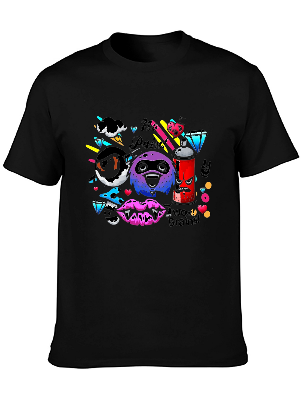 Funky Graphic Print Black T-Shirt