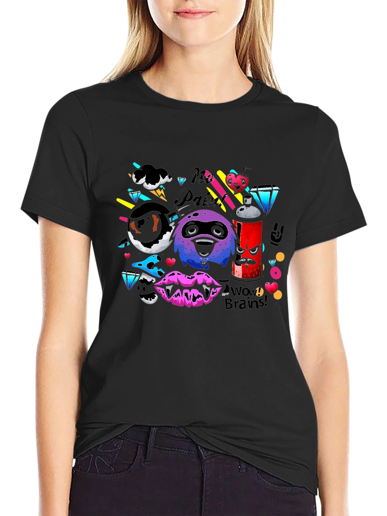 Funky Graphic Print Black T-Shirt