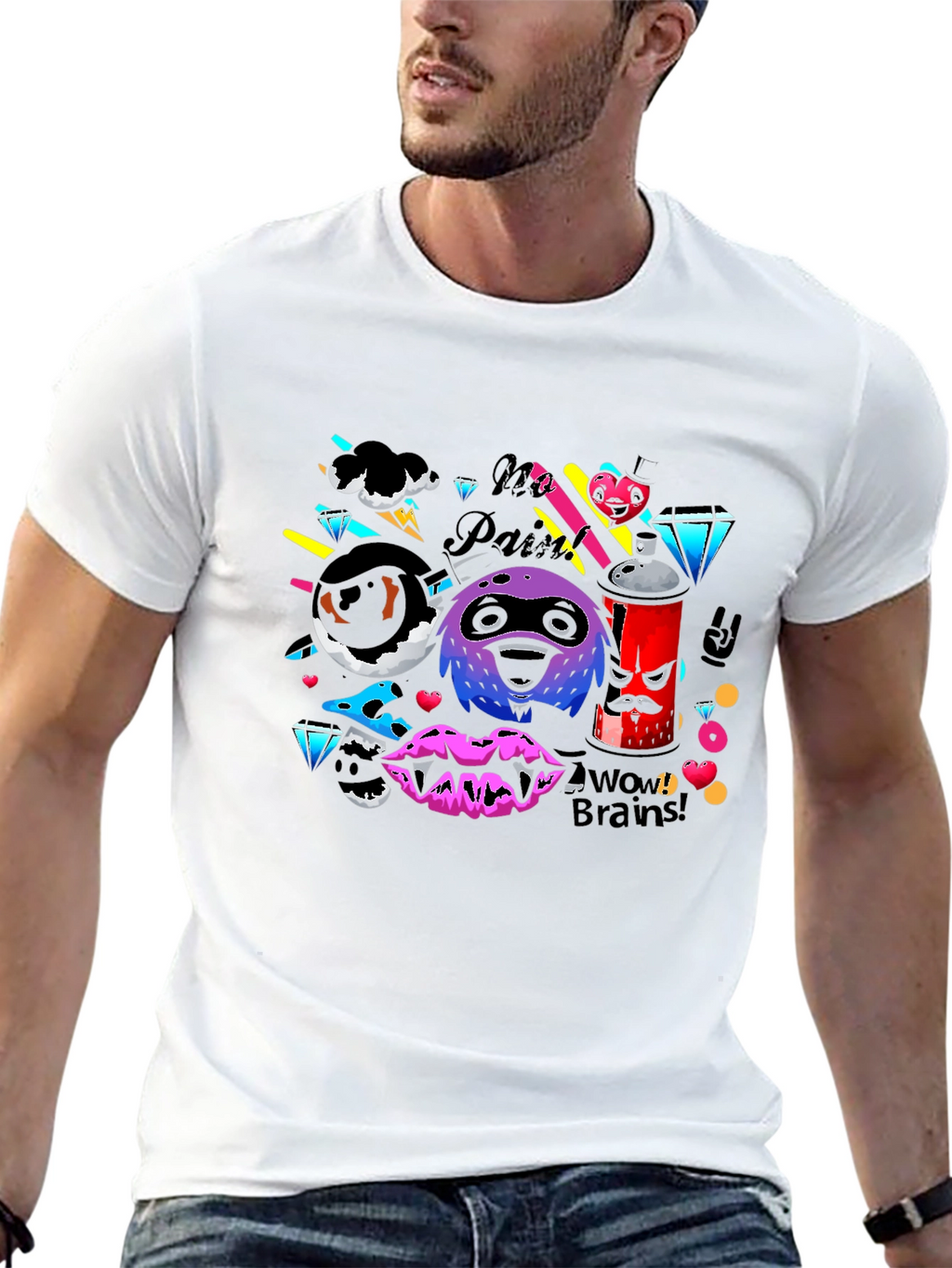 Funky Graphic Print Black T-Shirt