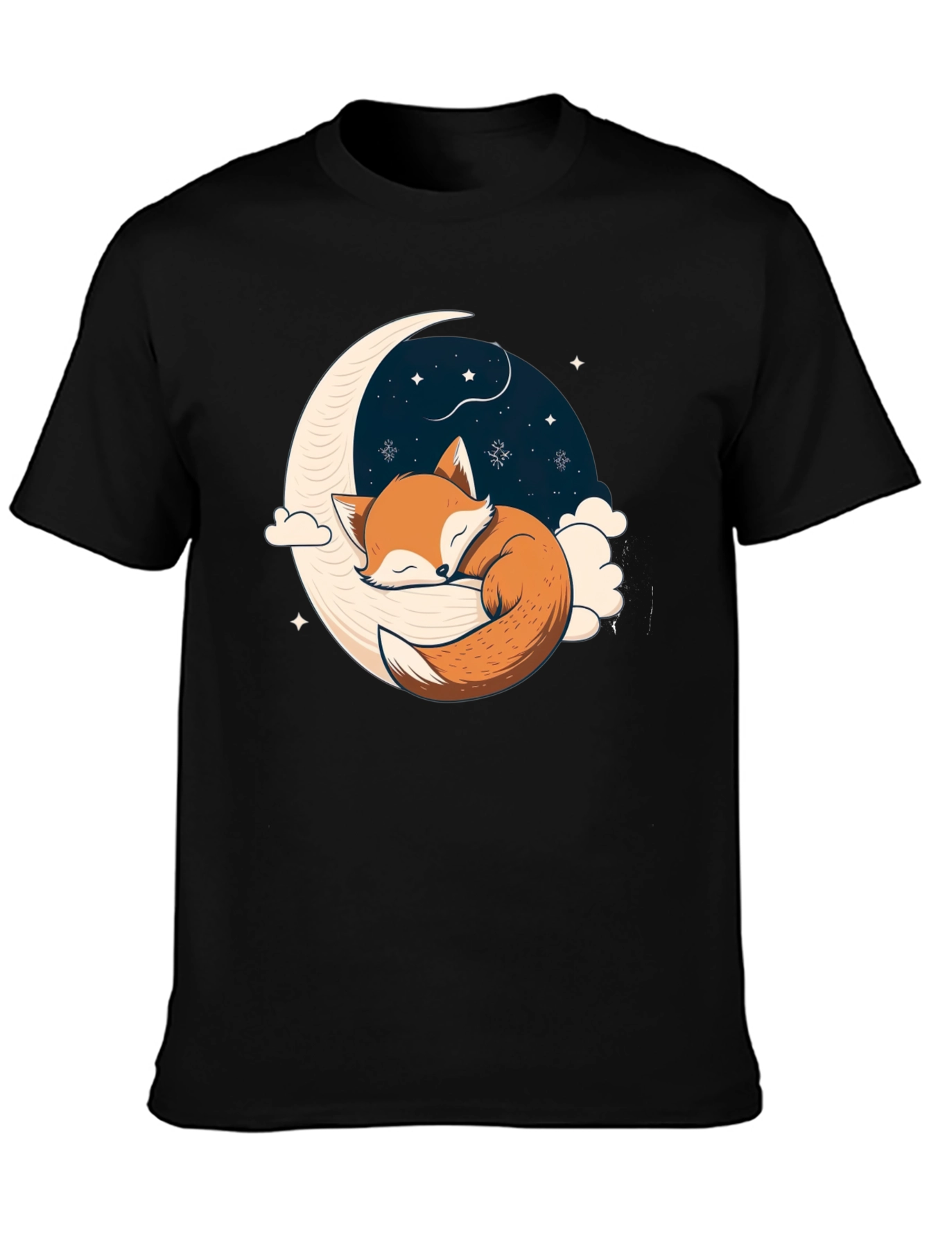 Fox Sleeping on Crescent Moon T-Shirt