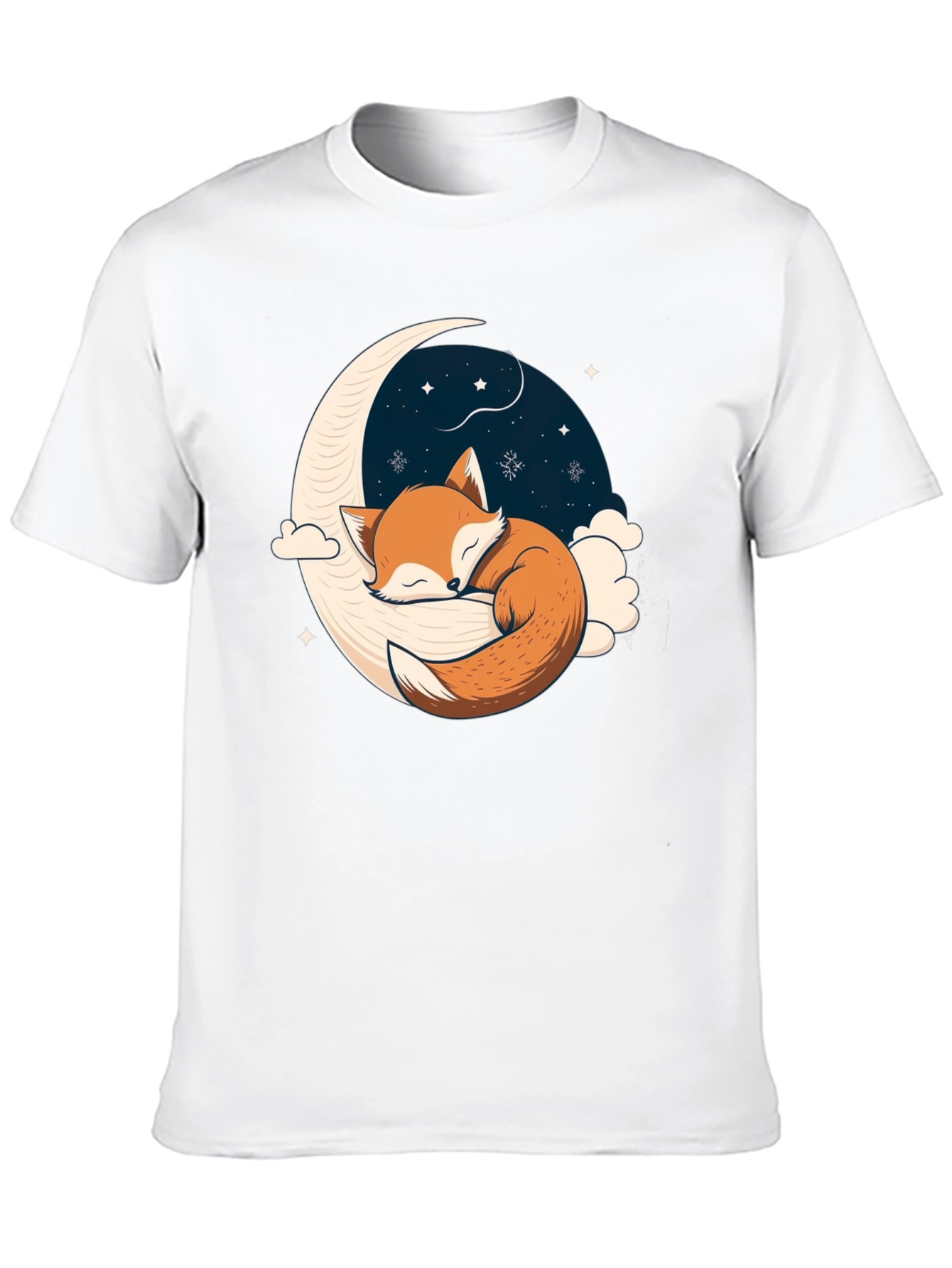 Fox Sleeping on Crescent Moon T-Shirt