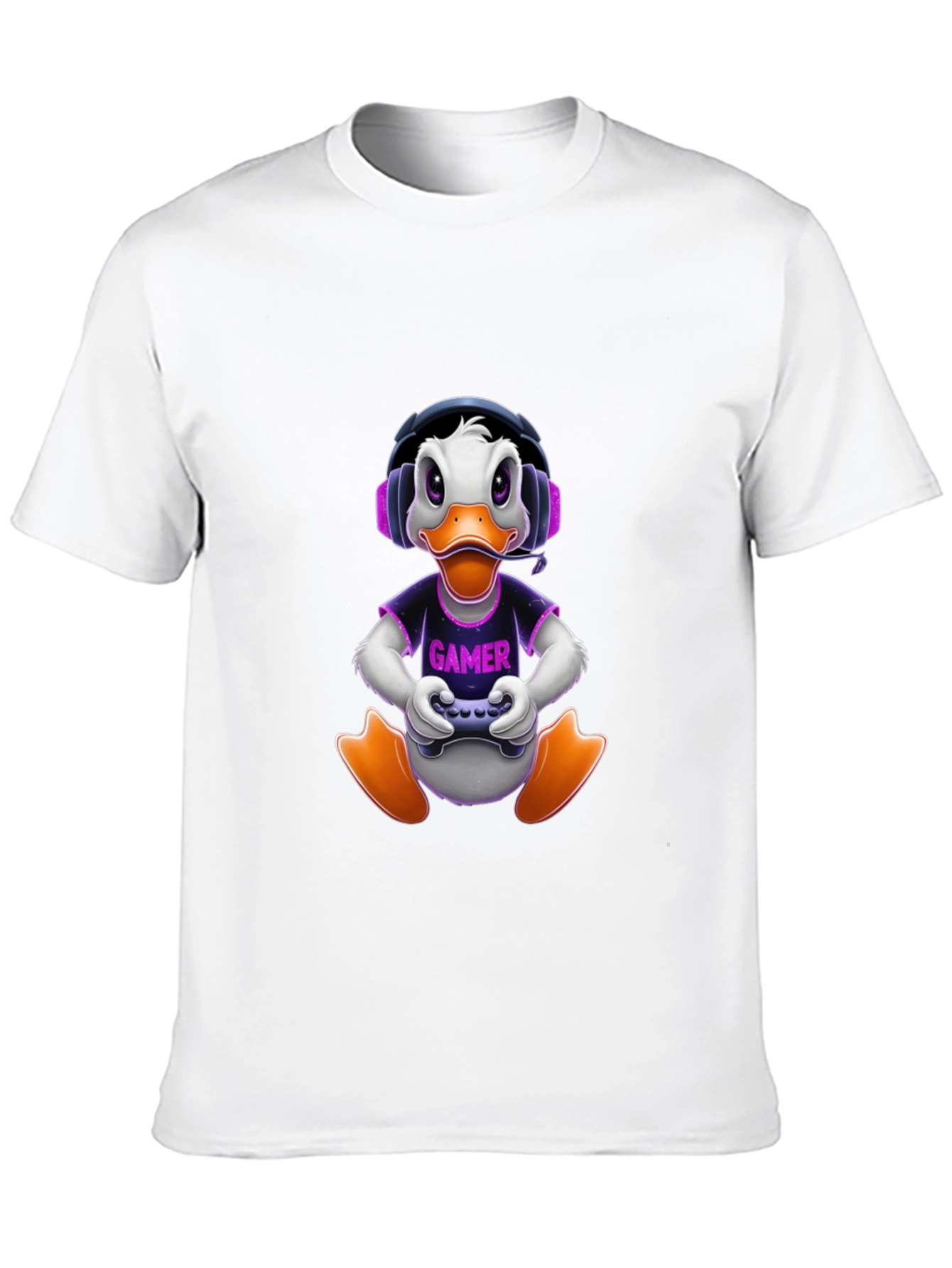 Gamer Duck Graphic Tee - Black Cotton T-Shirt