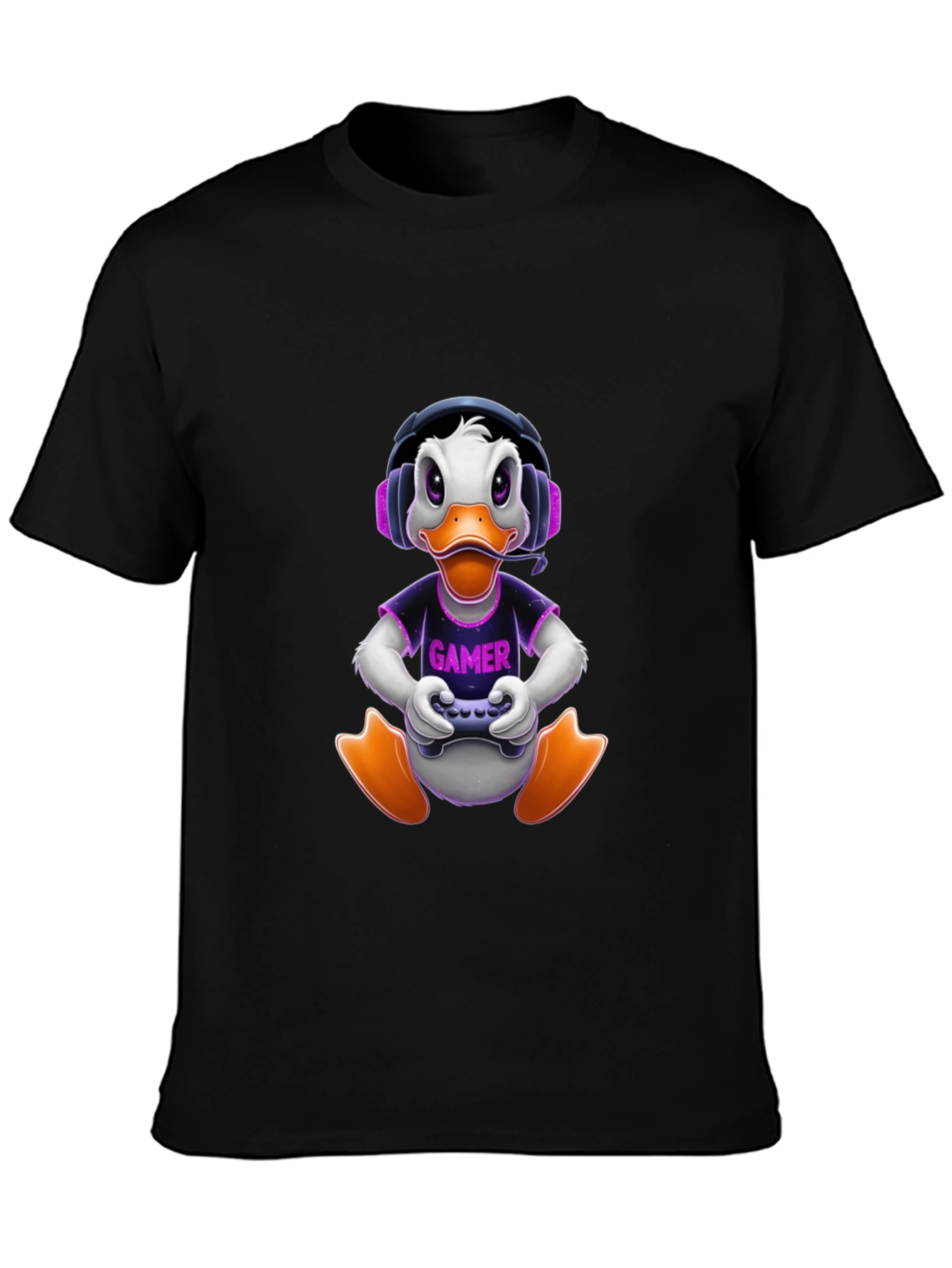 Gamer Duck Graphic Tee - Black Cotton T-Shirt