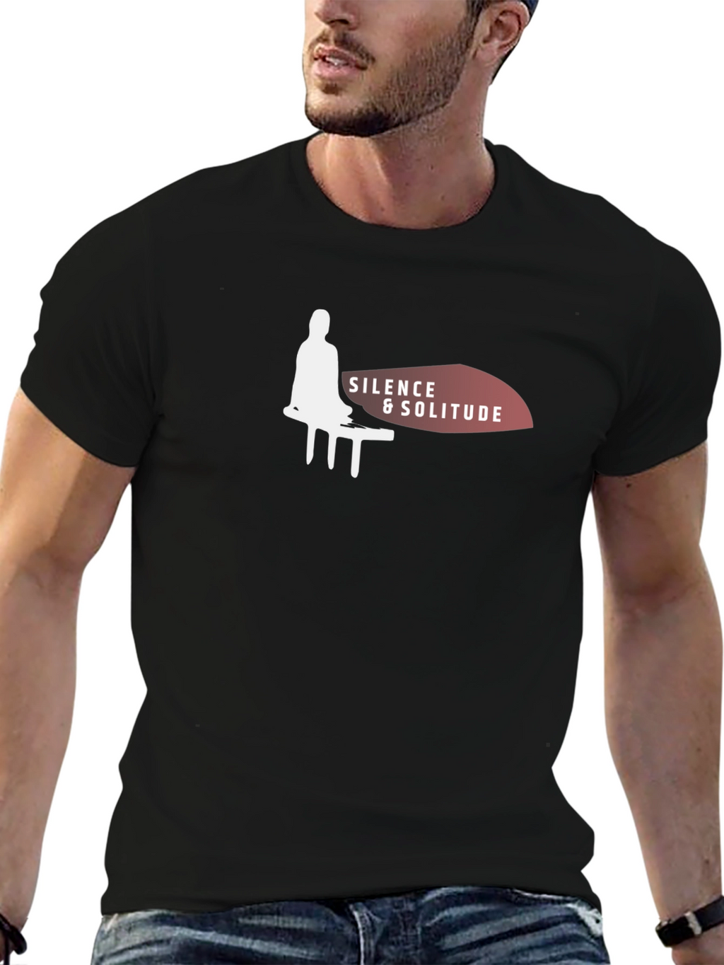 Silence & Solitude Black Graphic T-Shirt