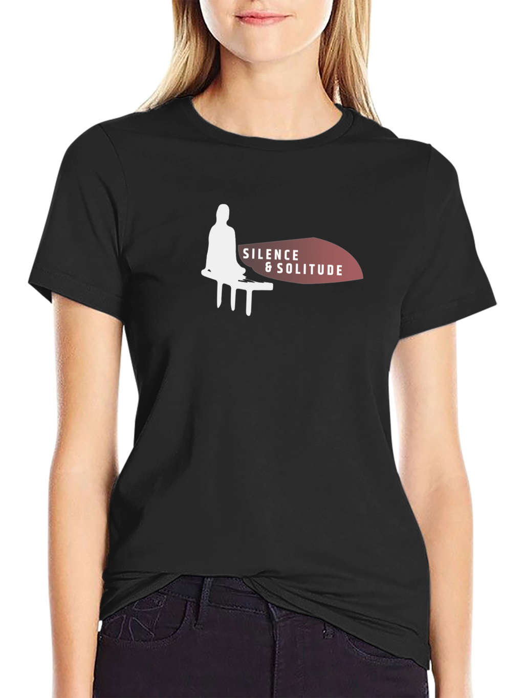 Silence & Solitude Black Graphic T-Shirt