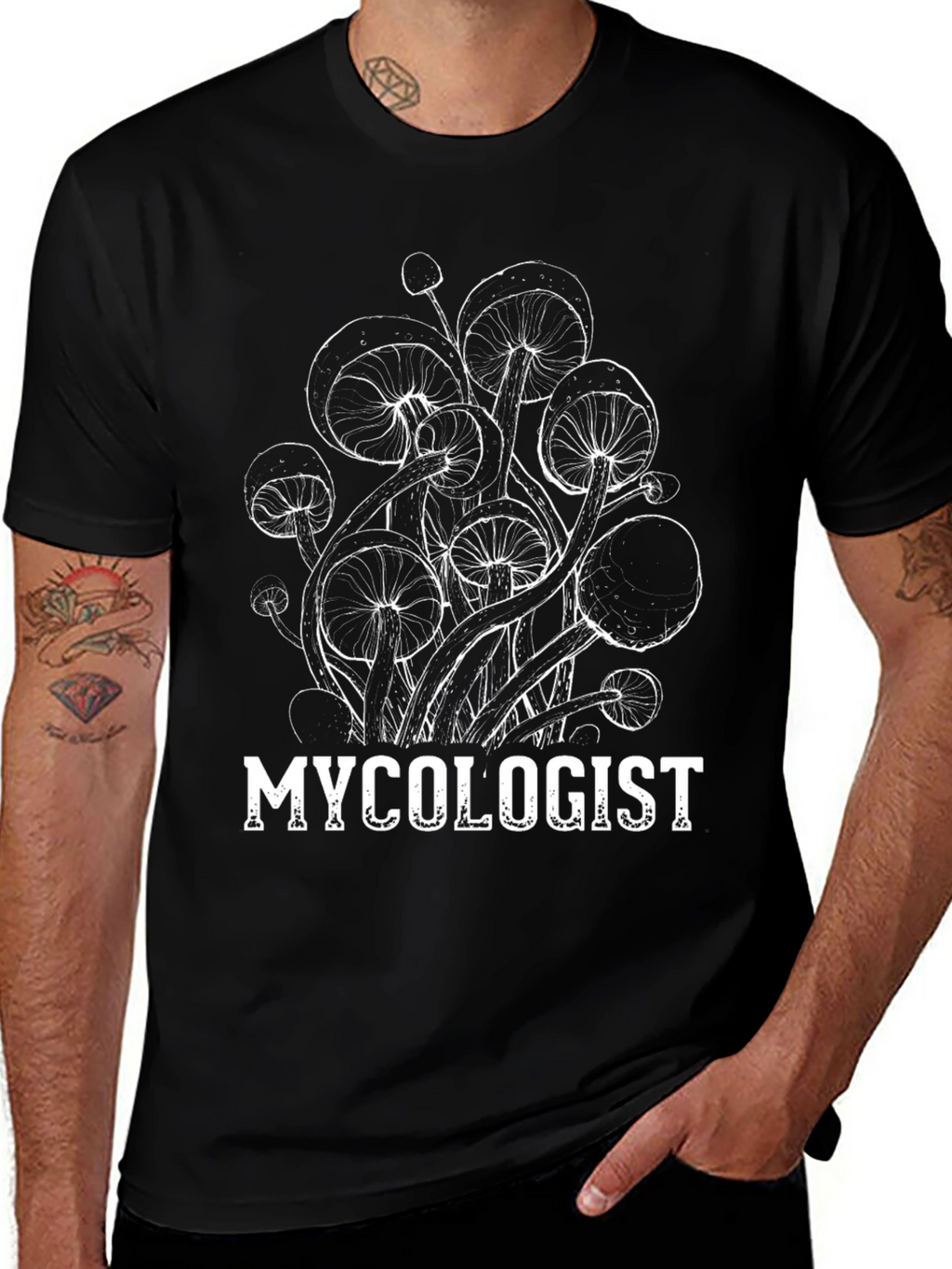 Mycologist Mushroom T-Shirt - Black Cotton Graphic Tee
