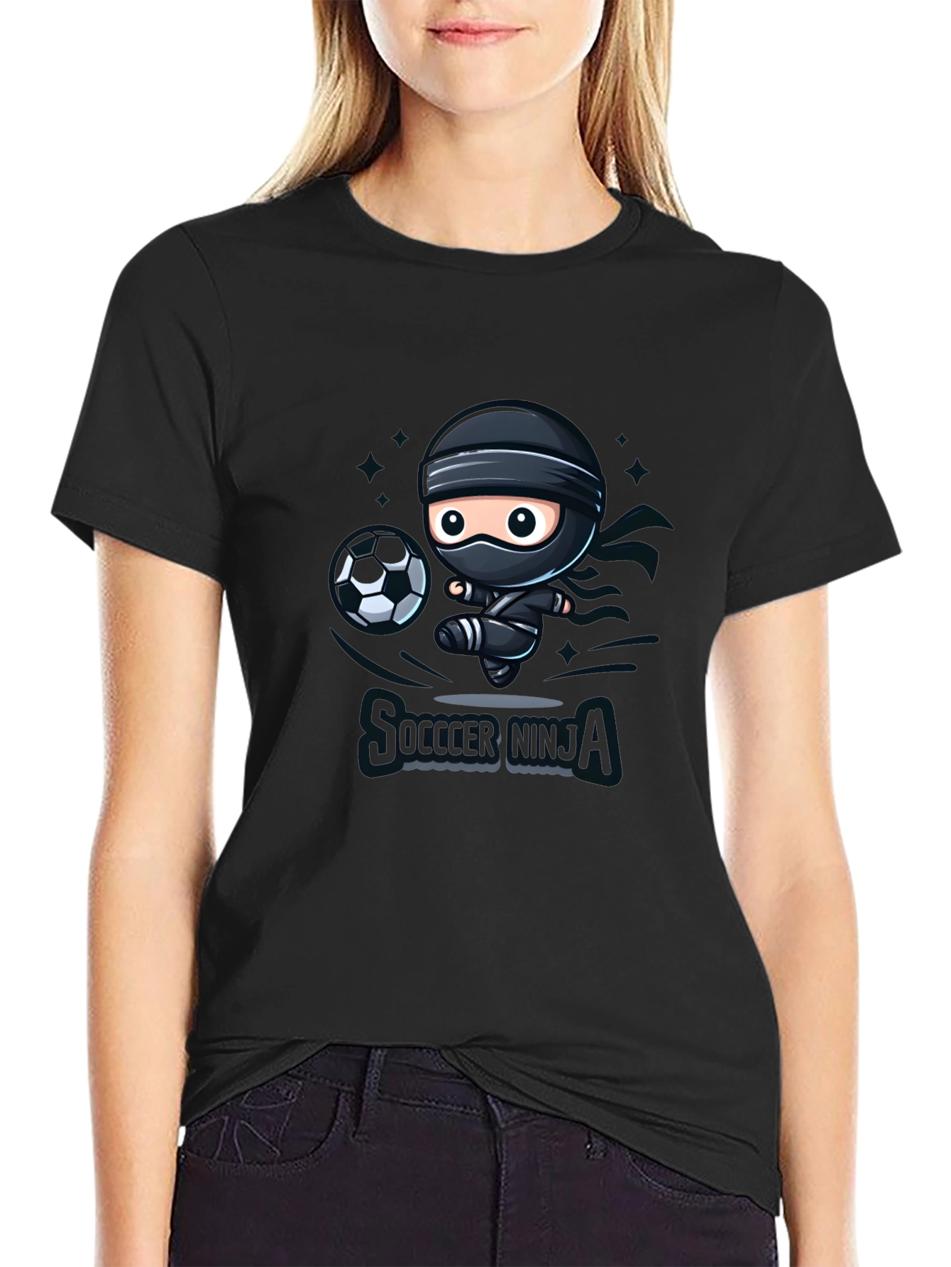 Soccer Ninja Black Graphic T-Shirt
