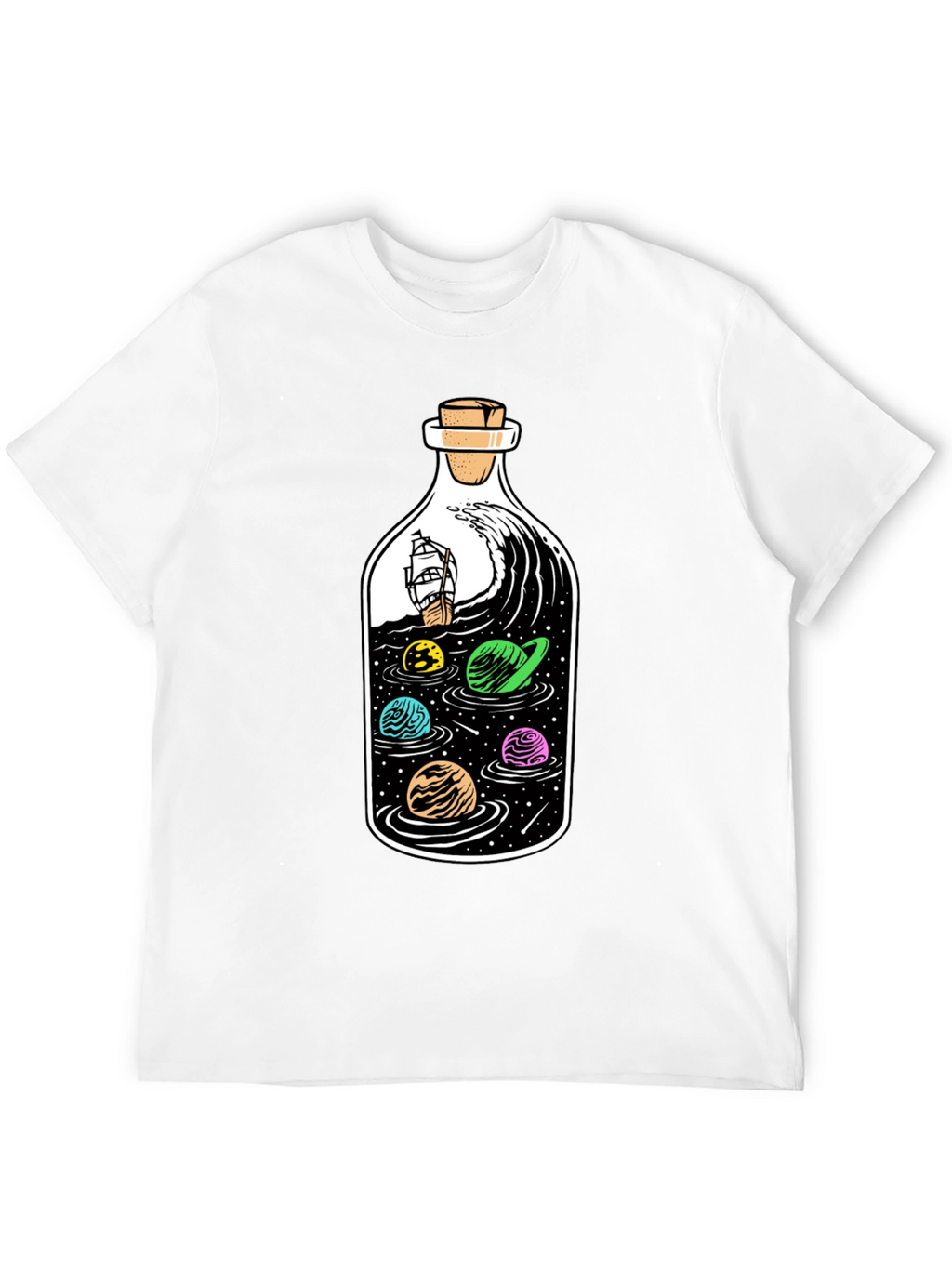 Bottle Space Graphic T-Shirt - Black Cotton Tee