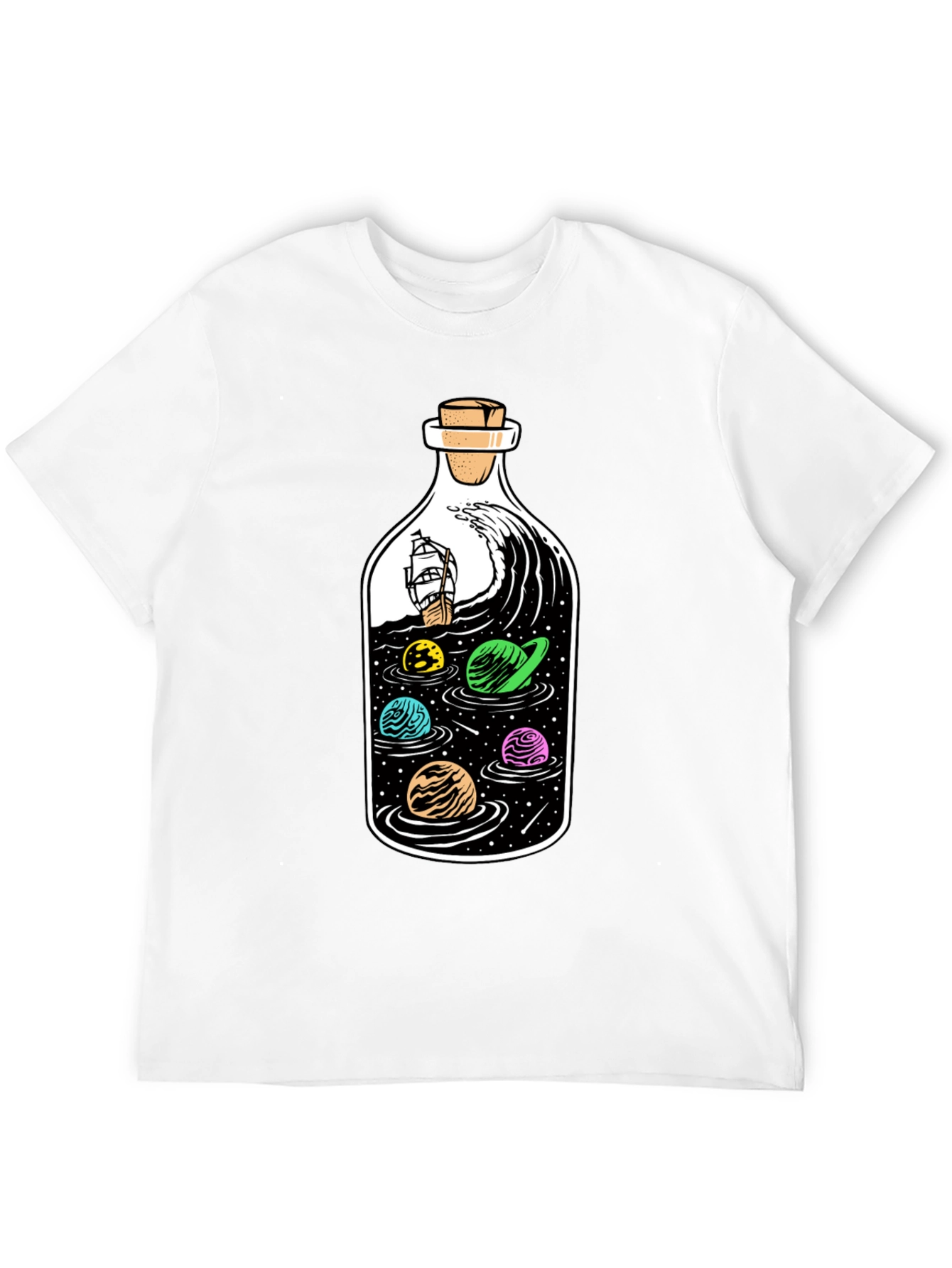 Bottle Space Graphic T-Shirt - Black Cotton Tee