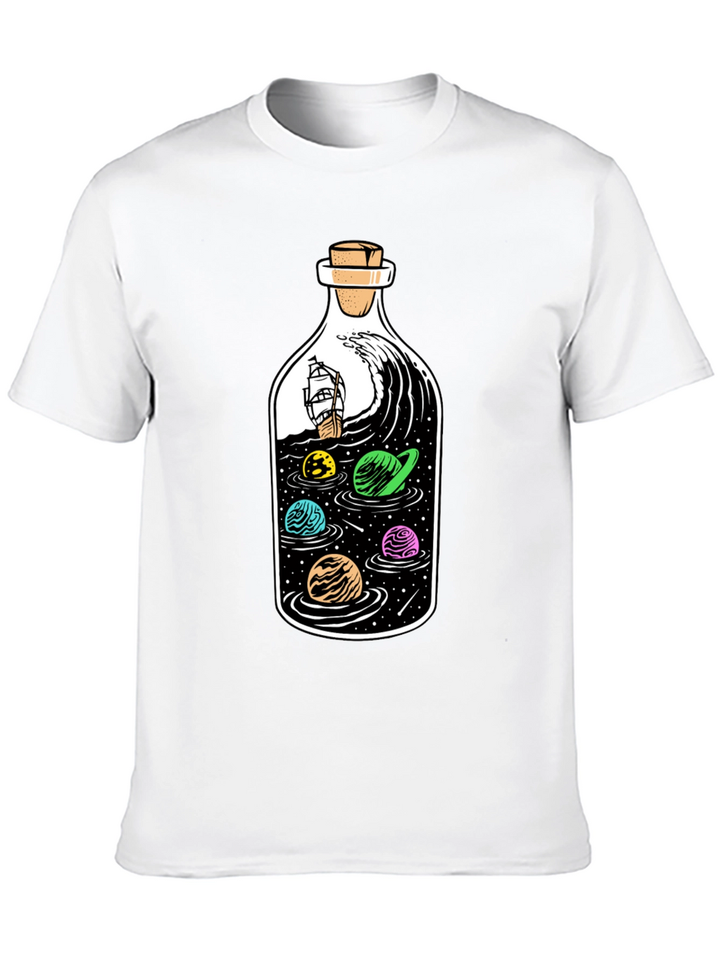 Bottle Space Graphic T-Shirt - Black Cotton Tee
