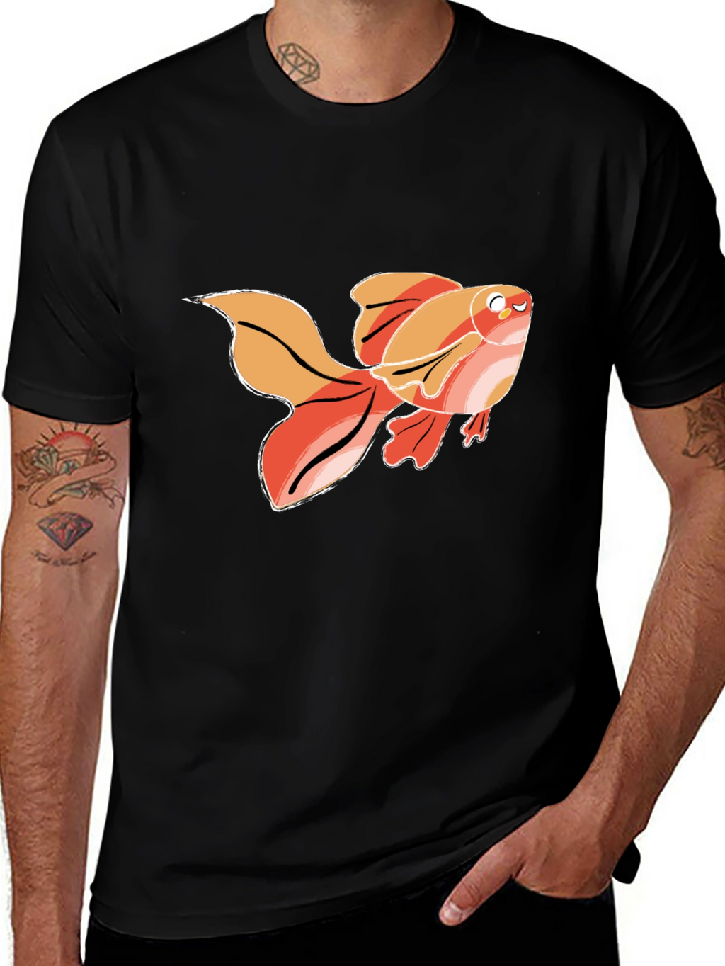 Goldfish Graphic T-Shirt - Black Cotton Tee