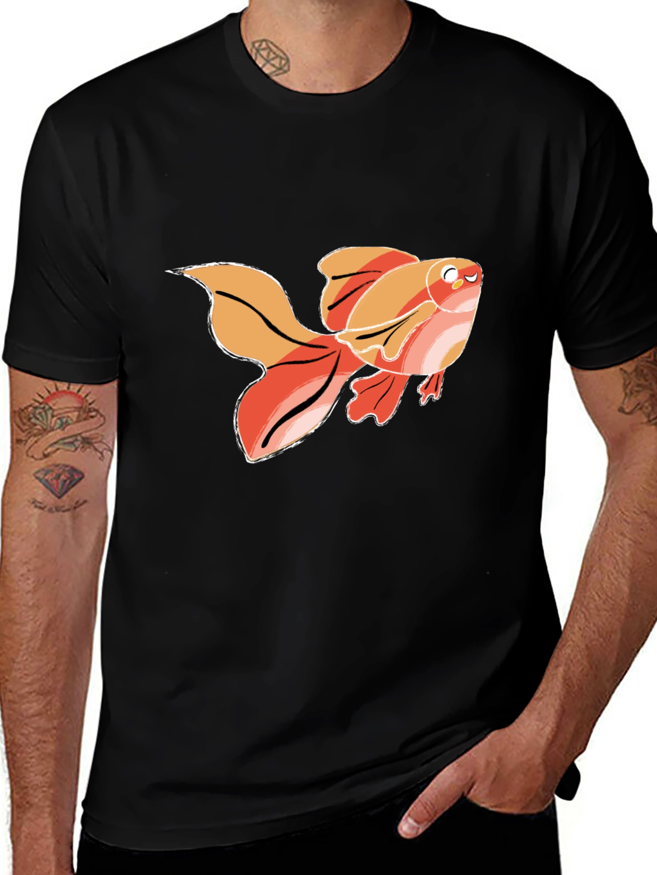Goldfish Graphic T-Shirt - Black Cotton Tee
