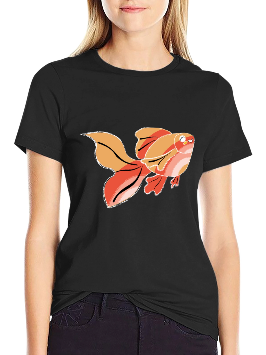 Goldfish Graphic T-Shirt - Black Cotton Tee